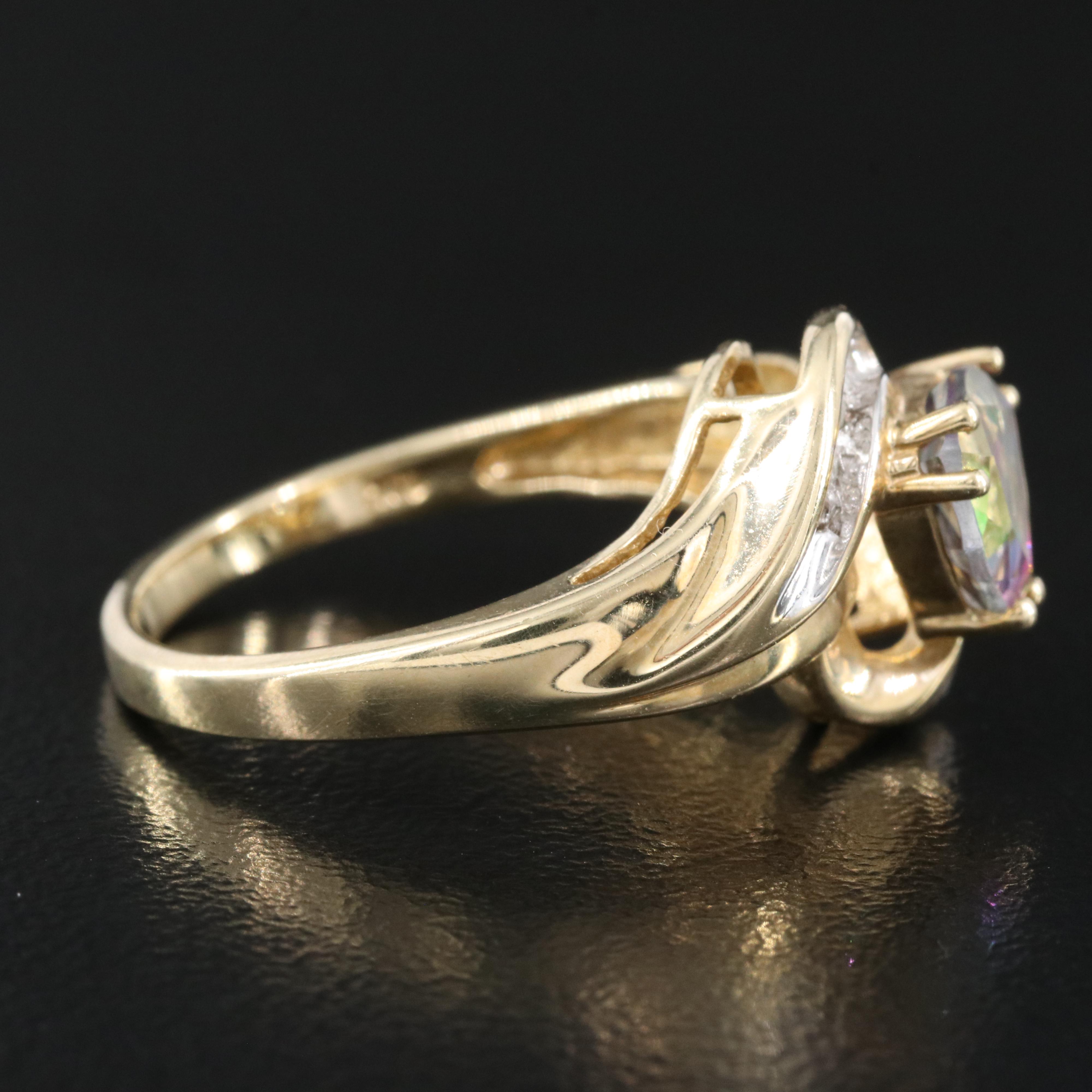 10K Mystic Topaz and Diamond Ring