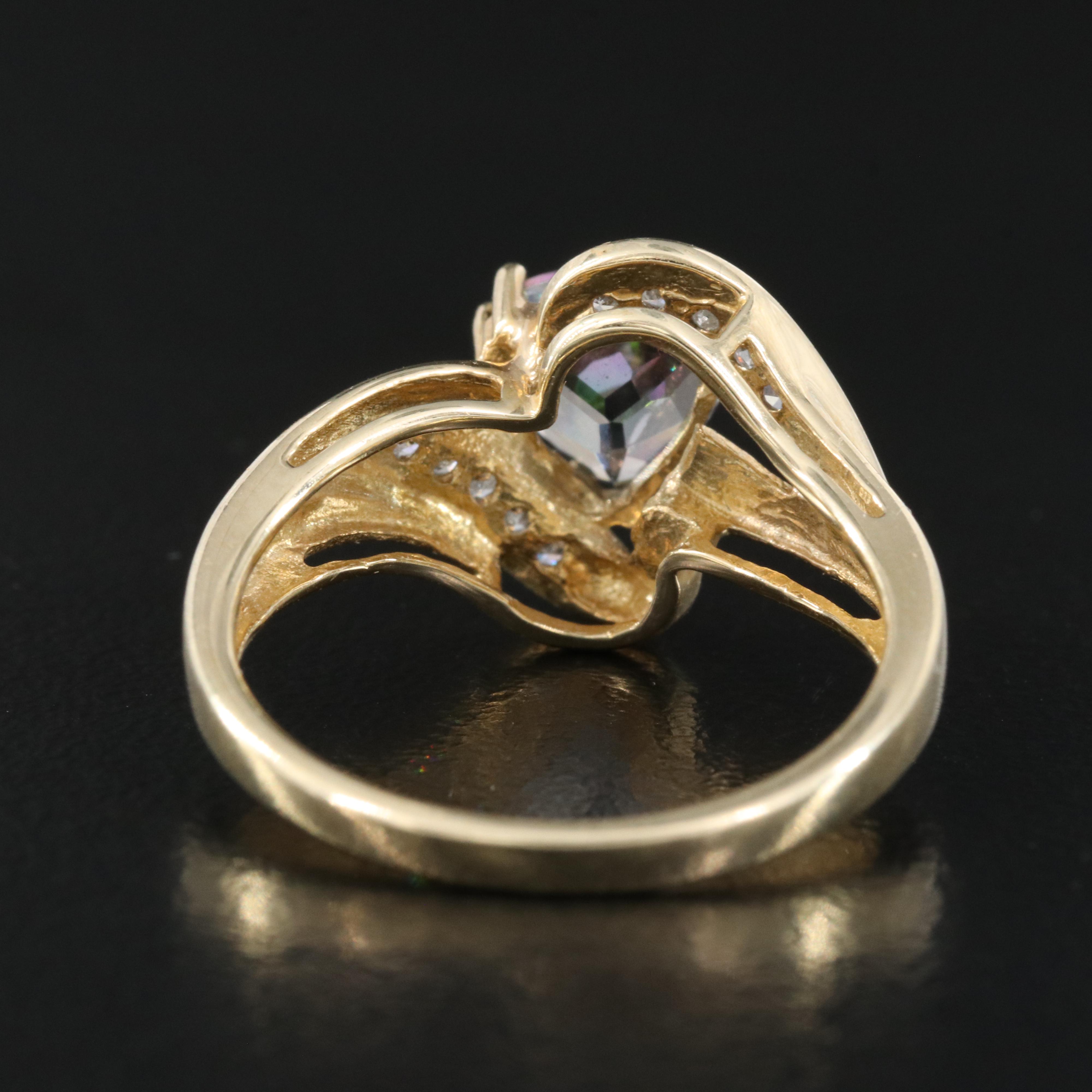 10K Mystic Topaz and Diamond Ring