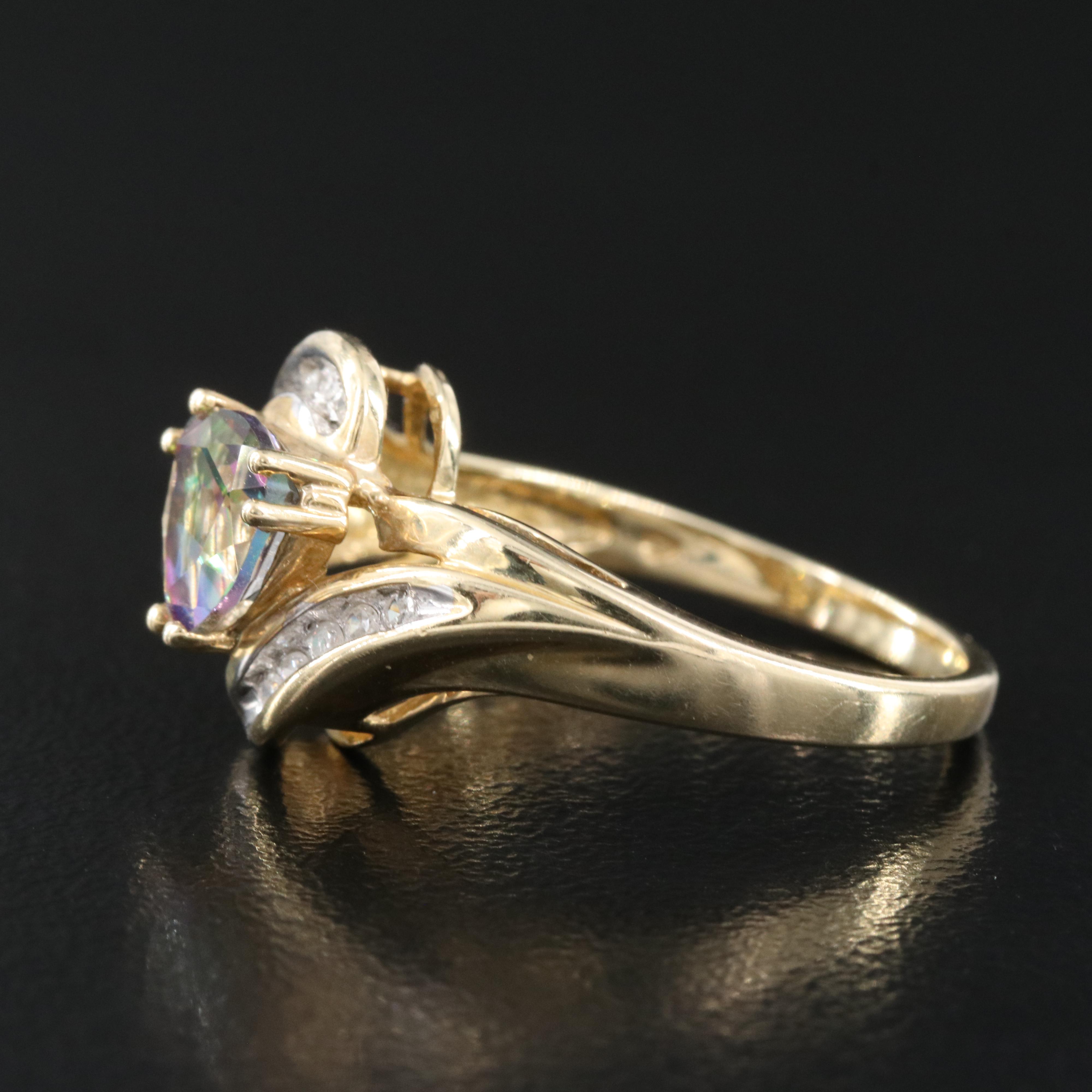 10K Mystic Topaz and Diamond Ring