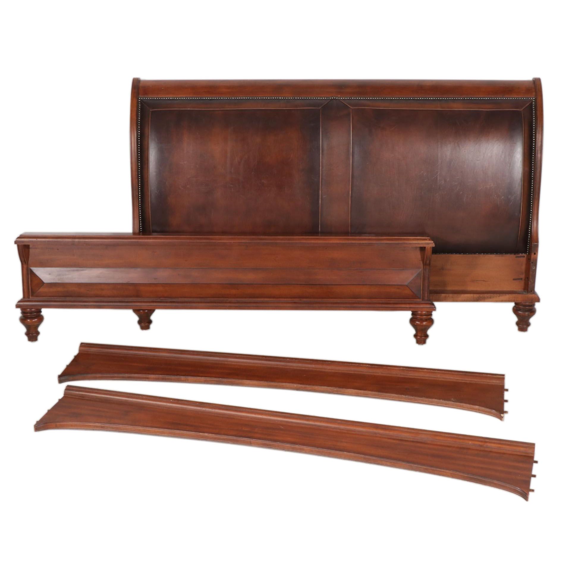 Harden Bonded Leather and Wood King Sleigh Bed Frame
