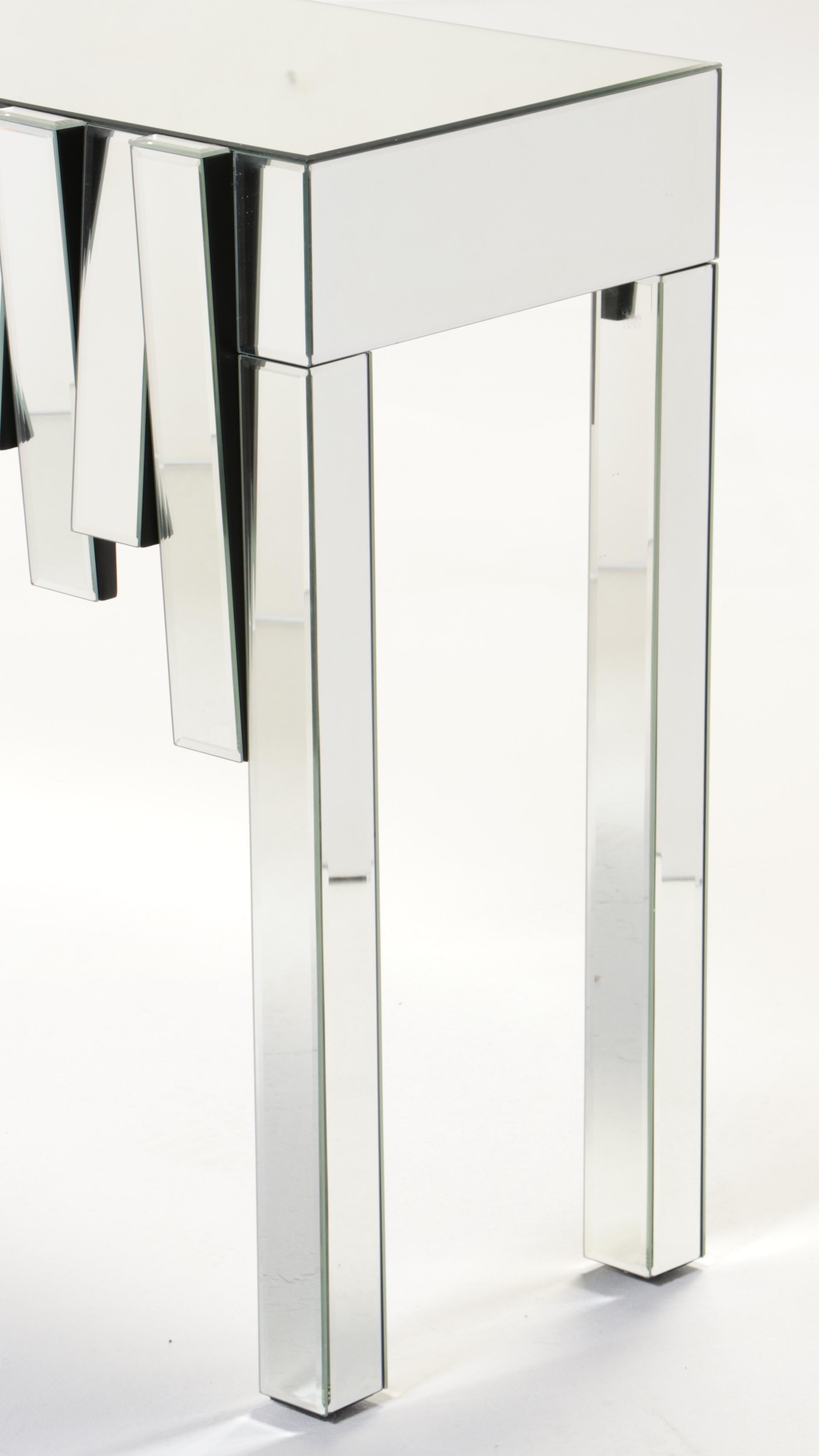 Hollywood Regency Style Mirrored Glass Console Table