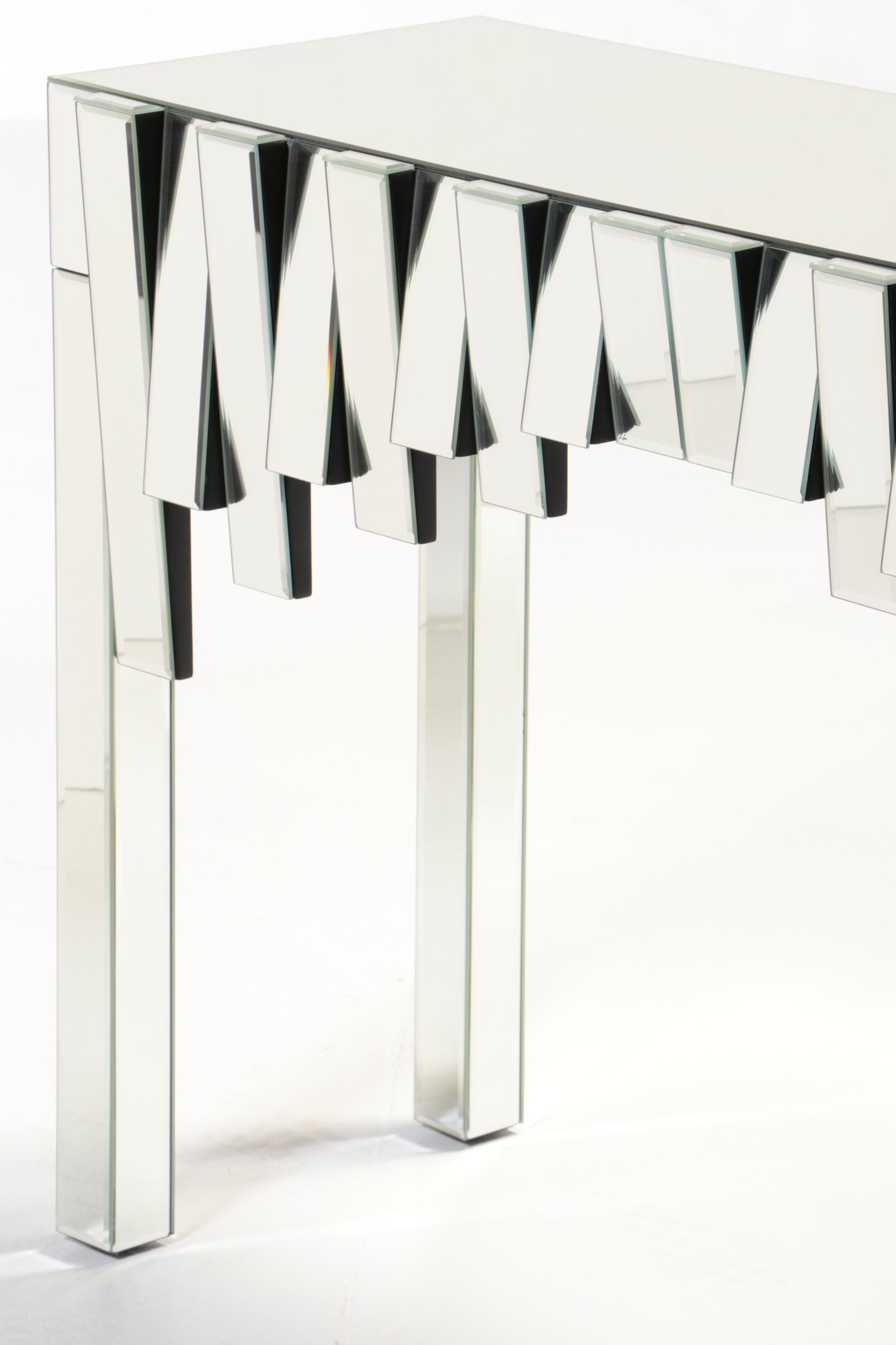 Hollywood Regency Style Mirrored Glass Console Table