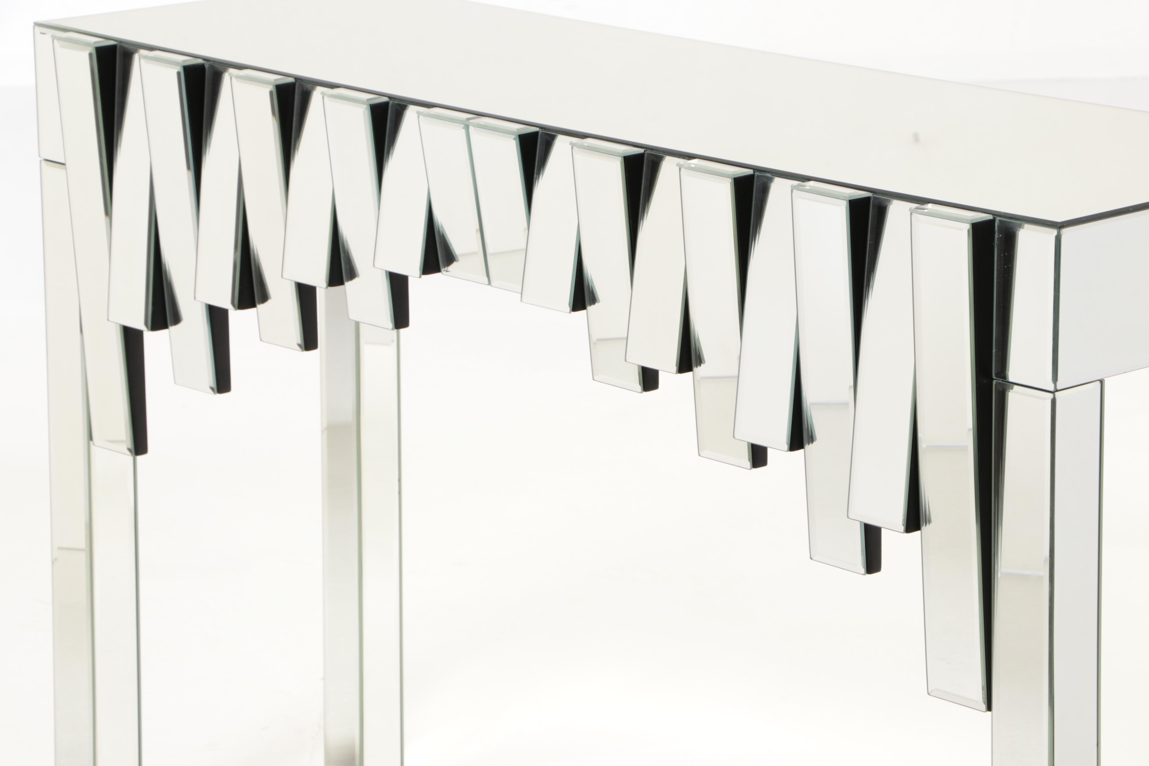 Hollywood Regency Style Mirrored Glass Console Table