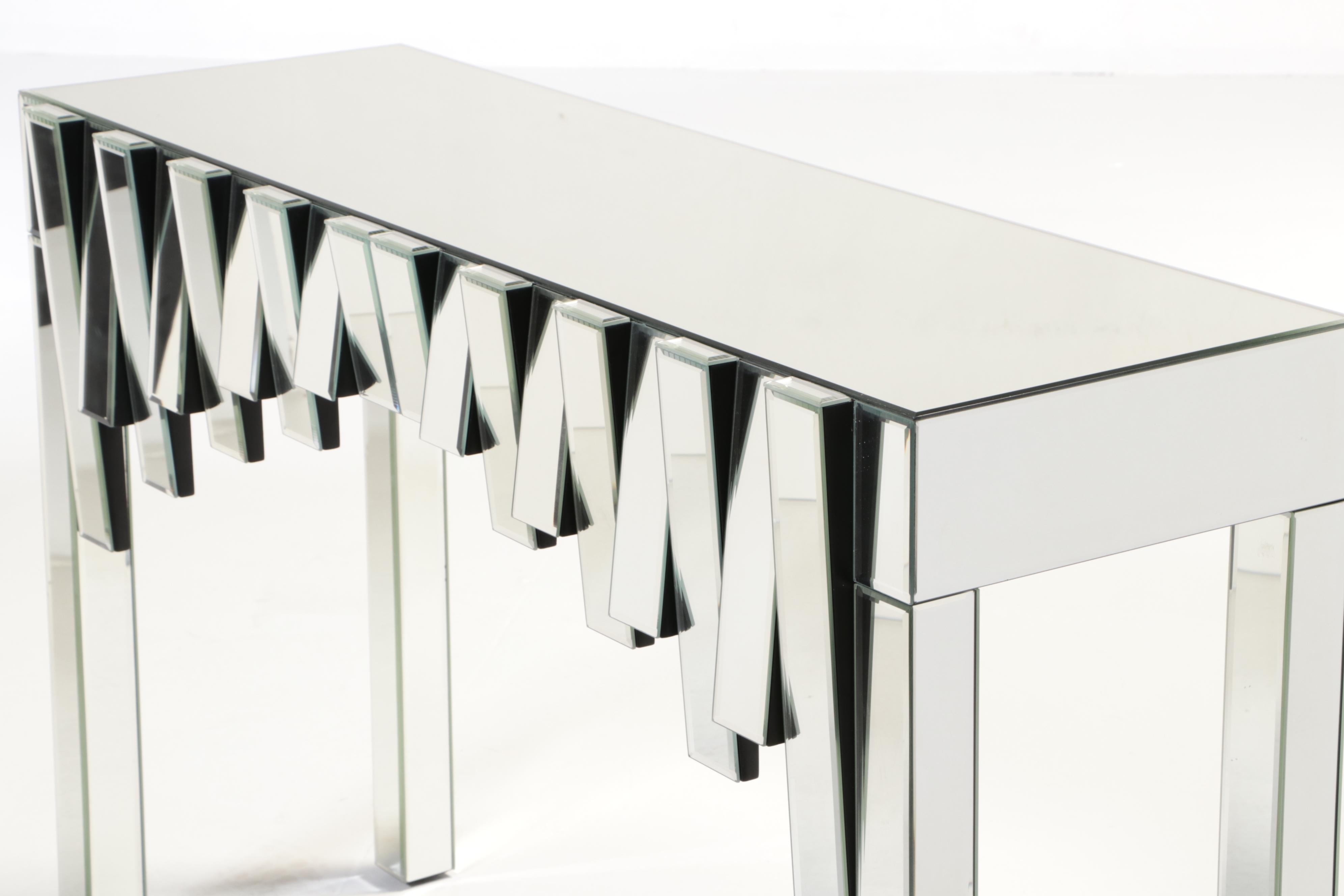 Hollywood Regency Style Mirrored Glass Console Table
