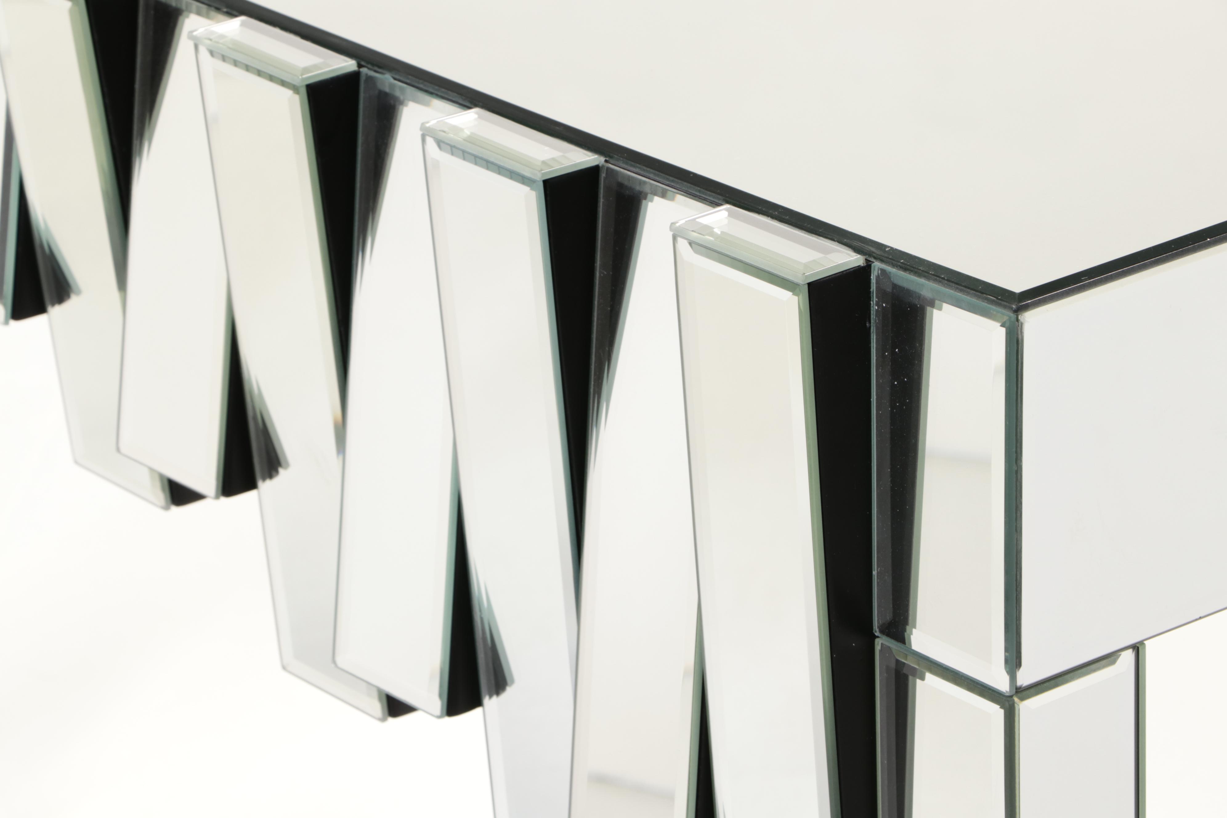 Hollywood Regency Style Mirrored Glass Console Table