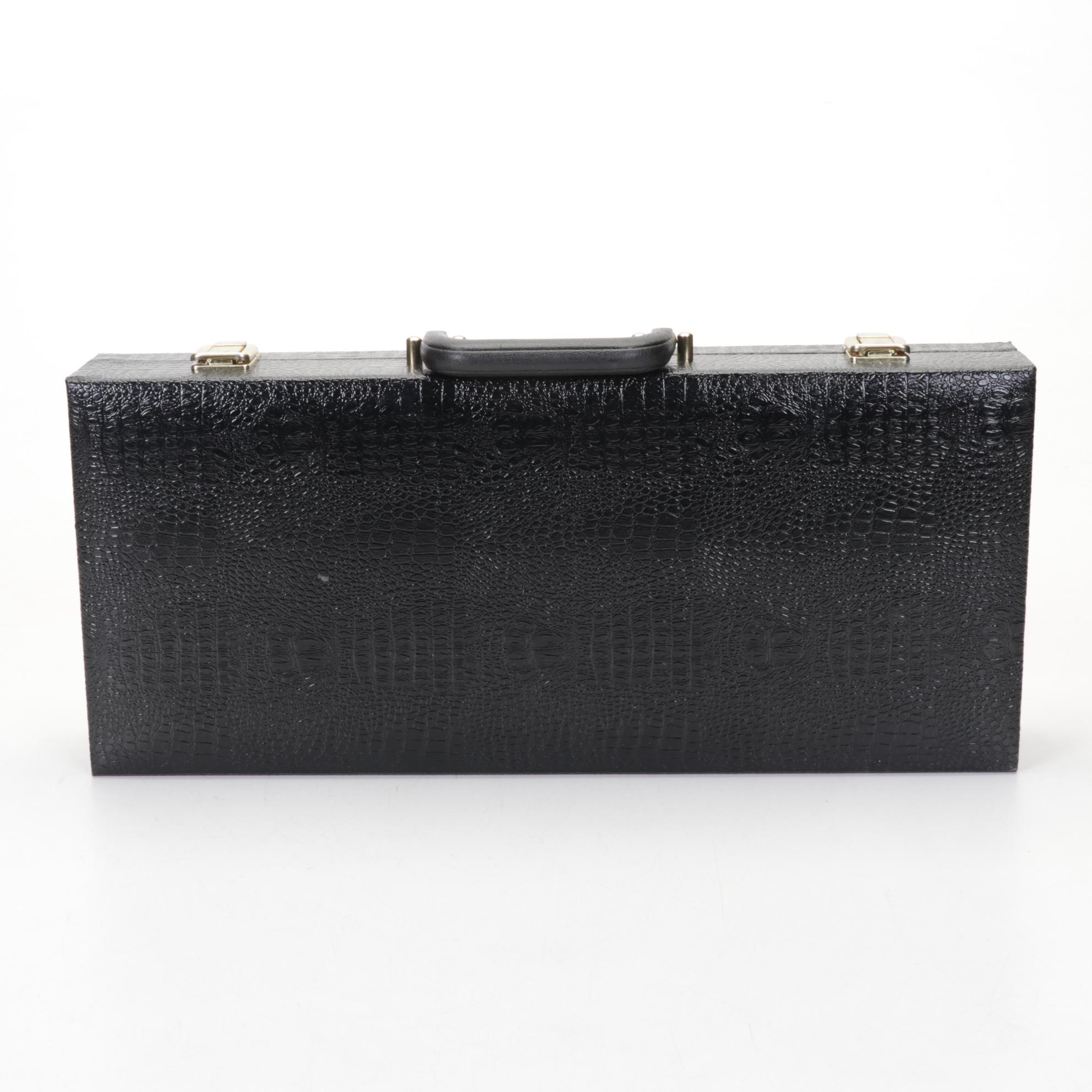 Chinese Style Mahjong Set with Faux Alligator Leather Case