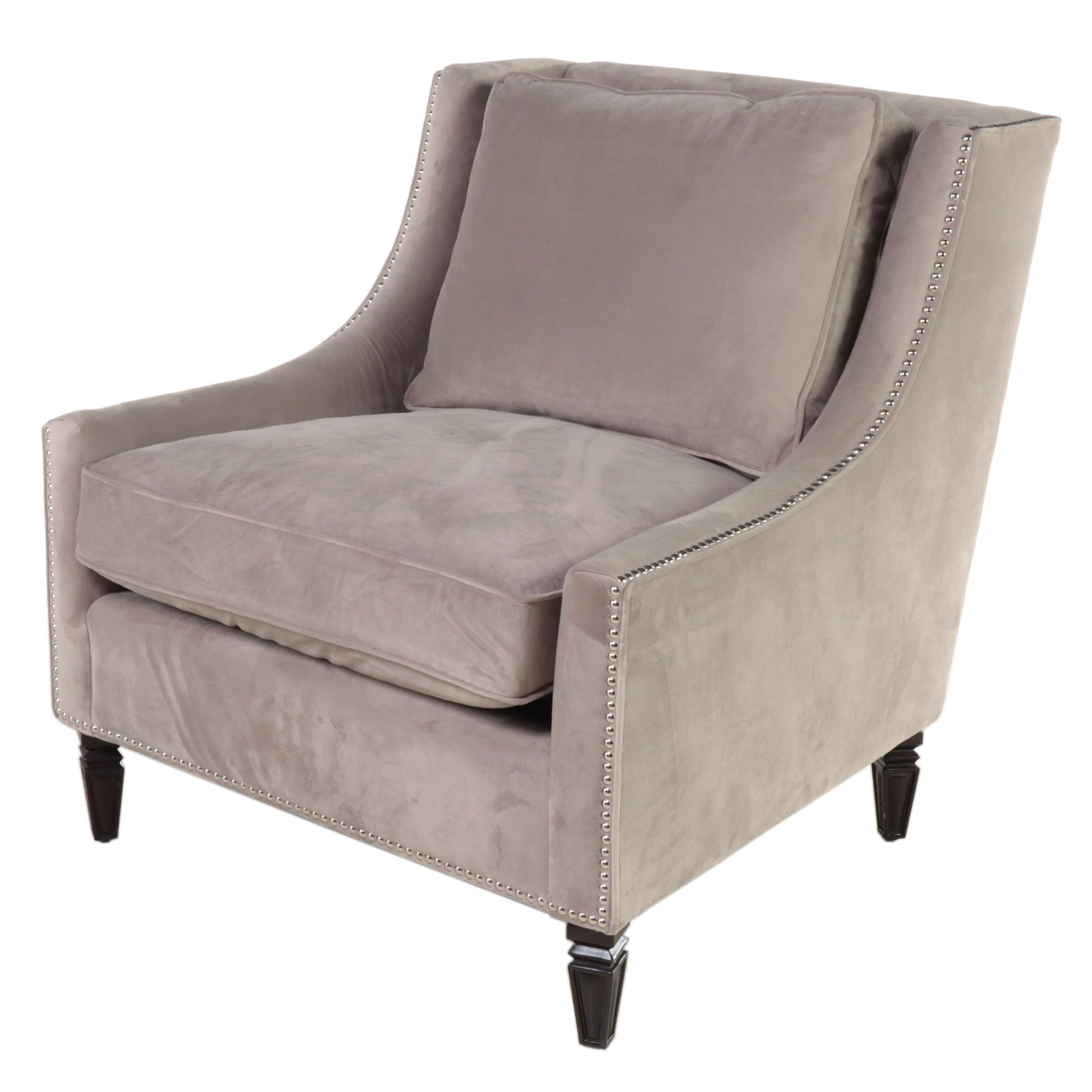 Z Gallerie Contemporary Ebonized Leg and Silver Nailhead Trim