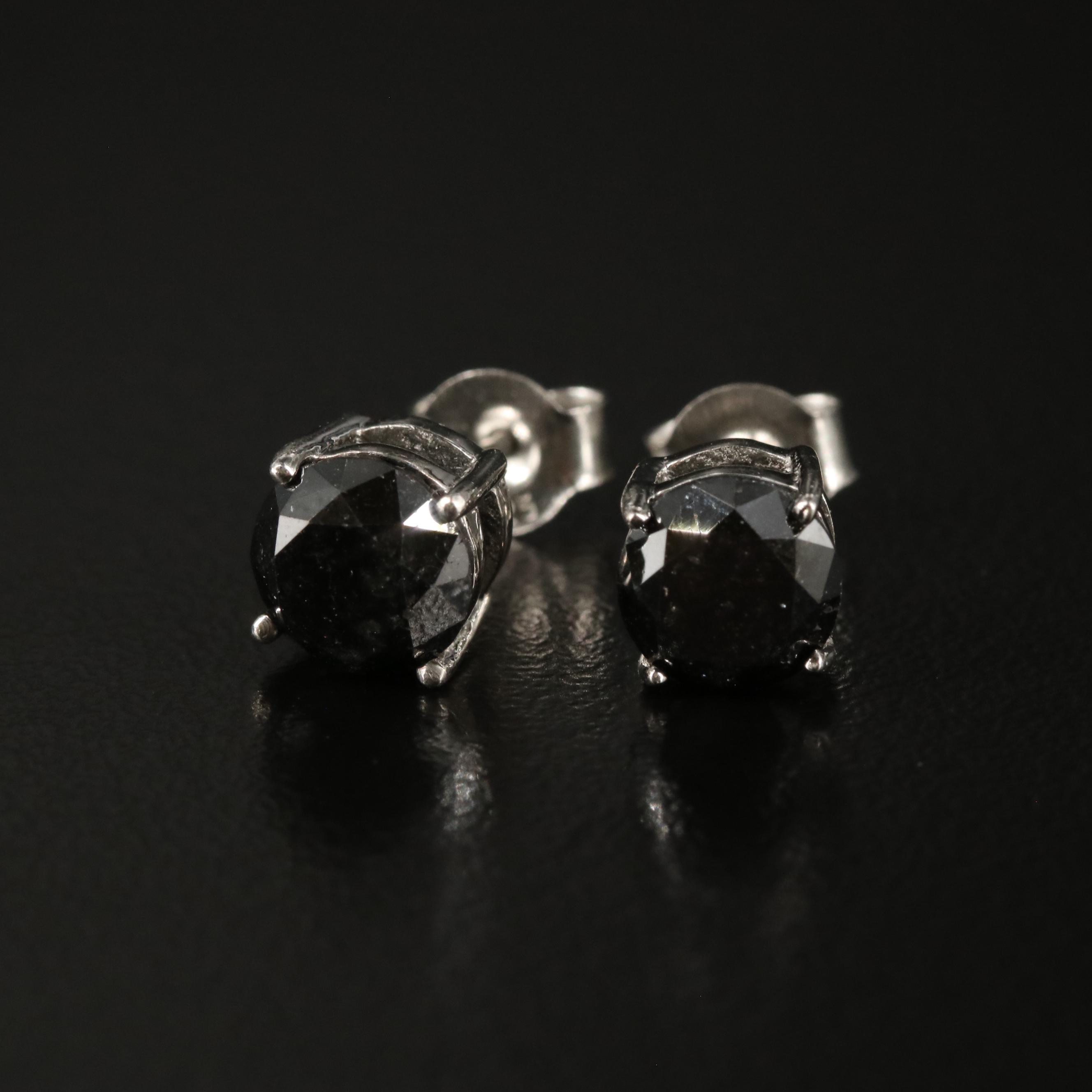 Sterling 3.00 CTW Diamond Solitaire Stud Earrings