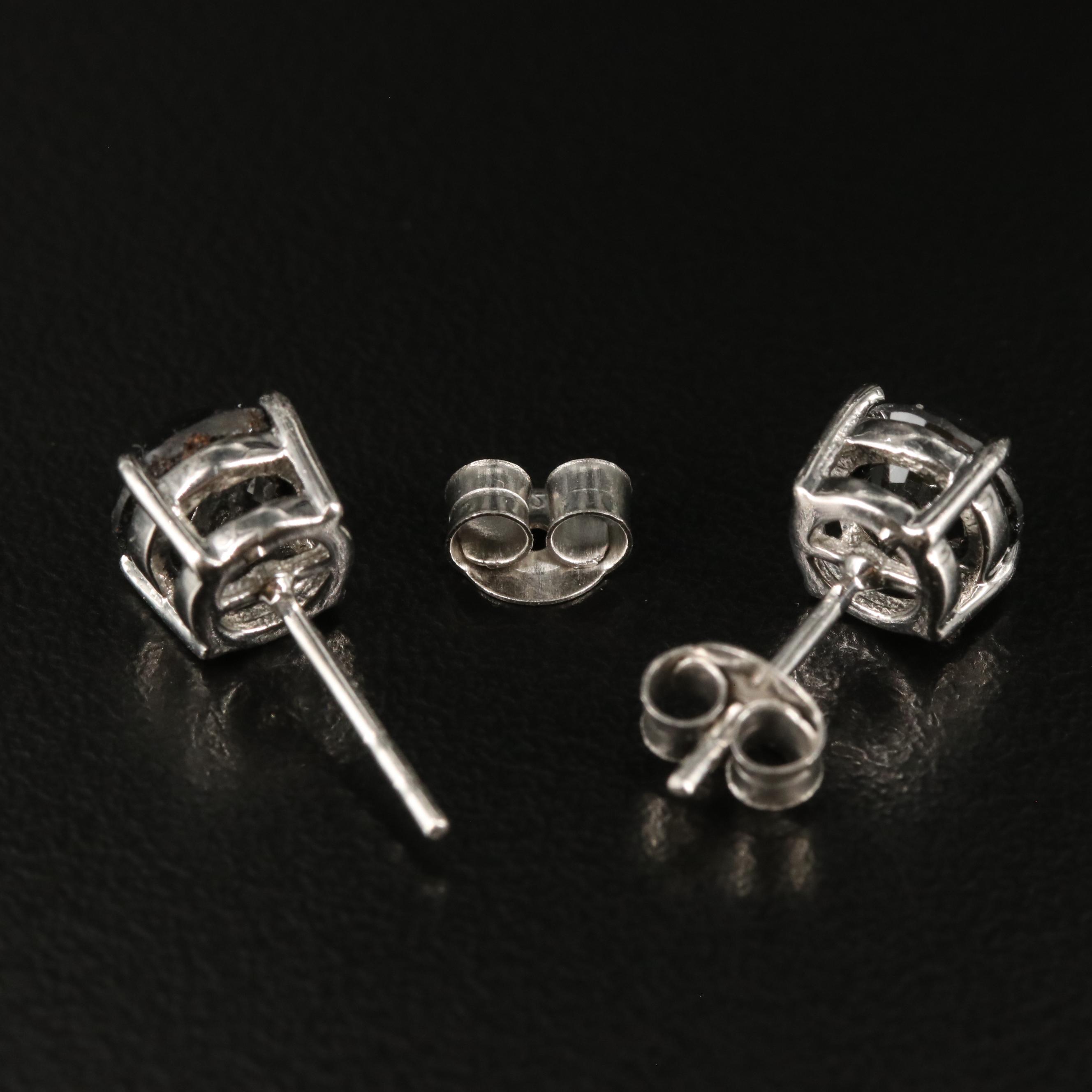 Sterling 3.00 CTW Diamond Solitaire Stud Earrings