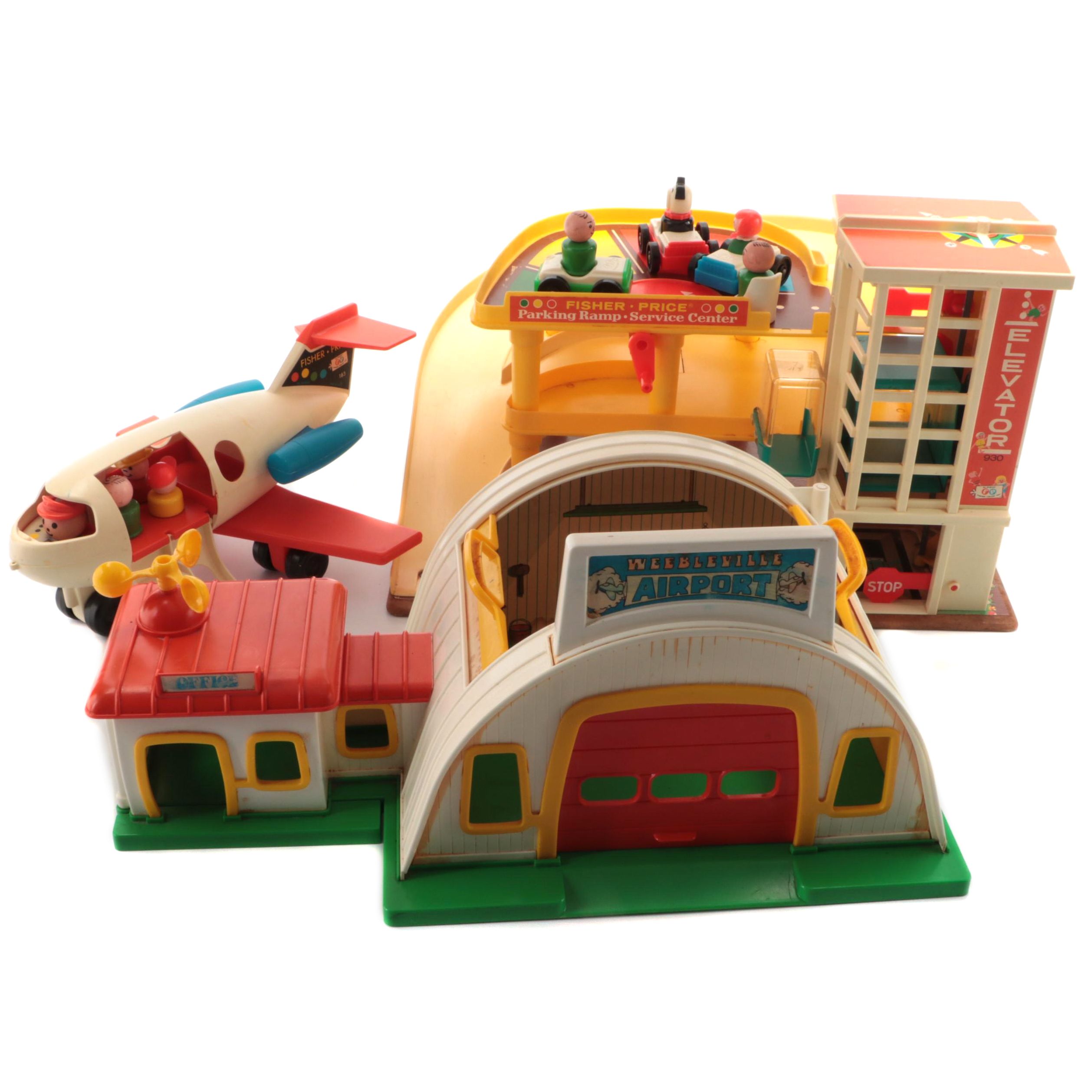 Fisher-Price Parking Ramp and Plane with Weebleville Airport