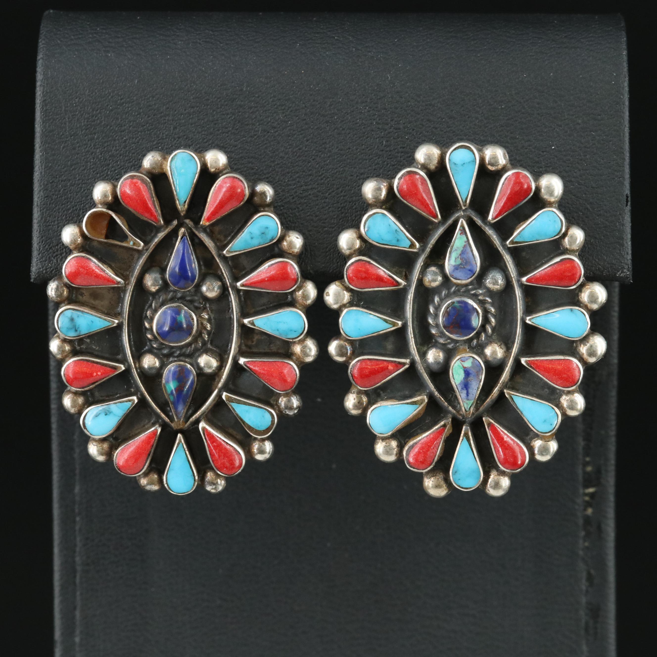 Mexican Sterling Enamel Earrings