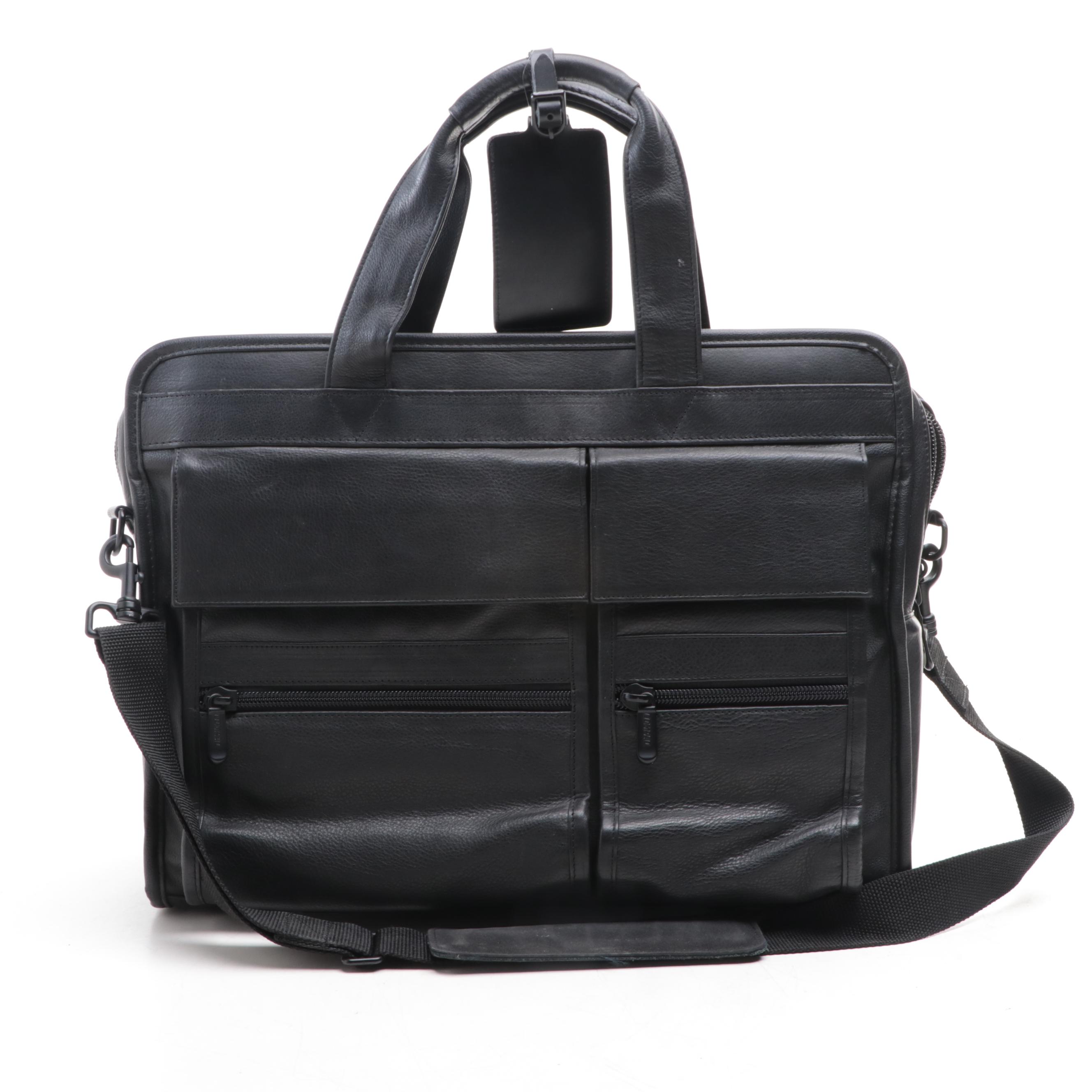 Compaq Black Leather Messenger Bag with Other Brown Leather Locking Briefcase