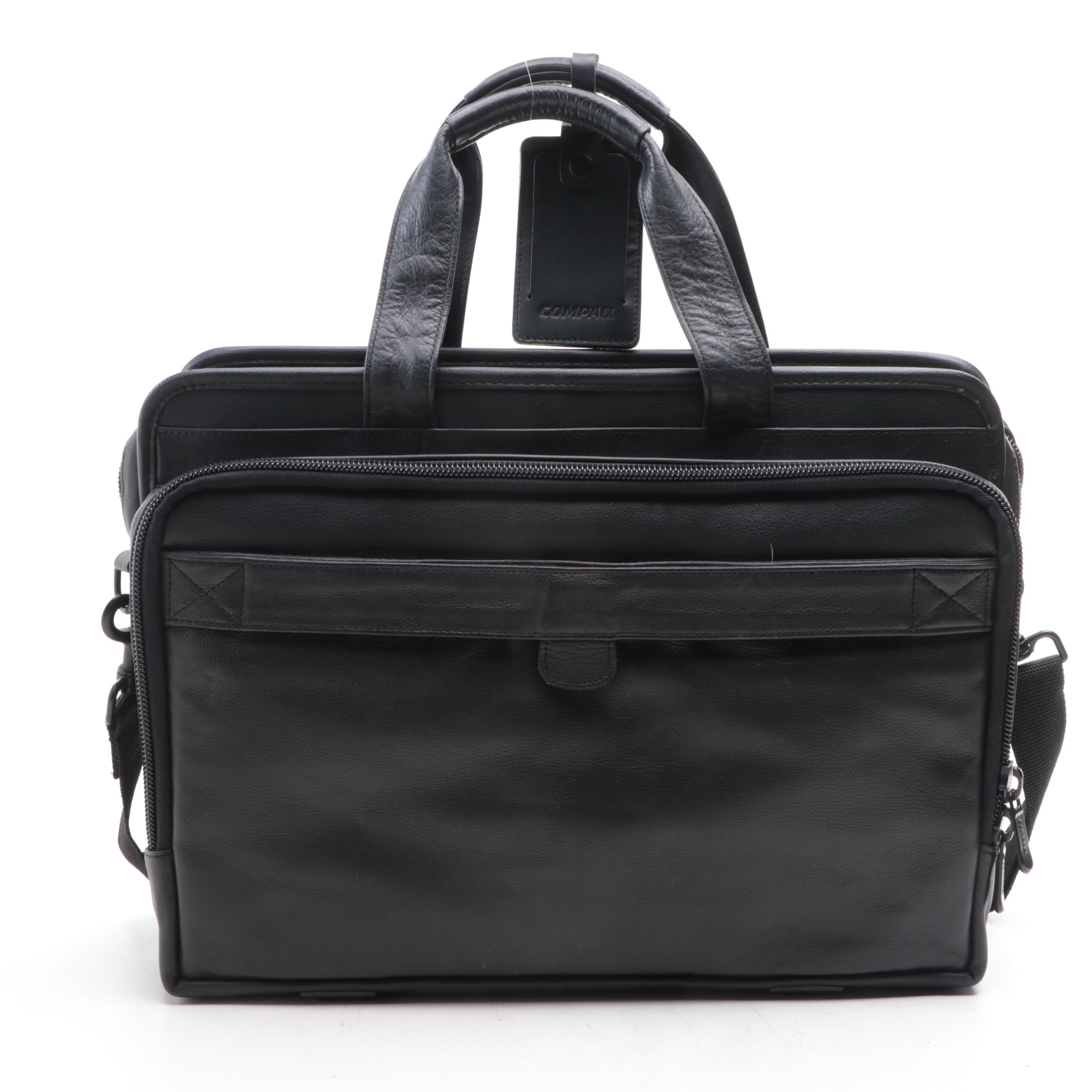 Compaq Black Leather Messenger Bag with Other Brown Leather Locking Briefcase