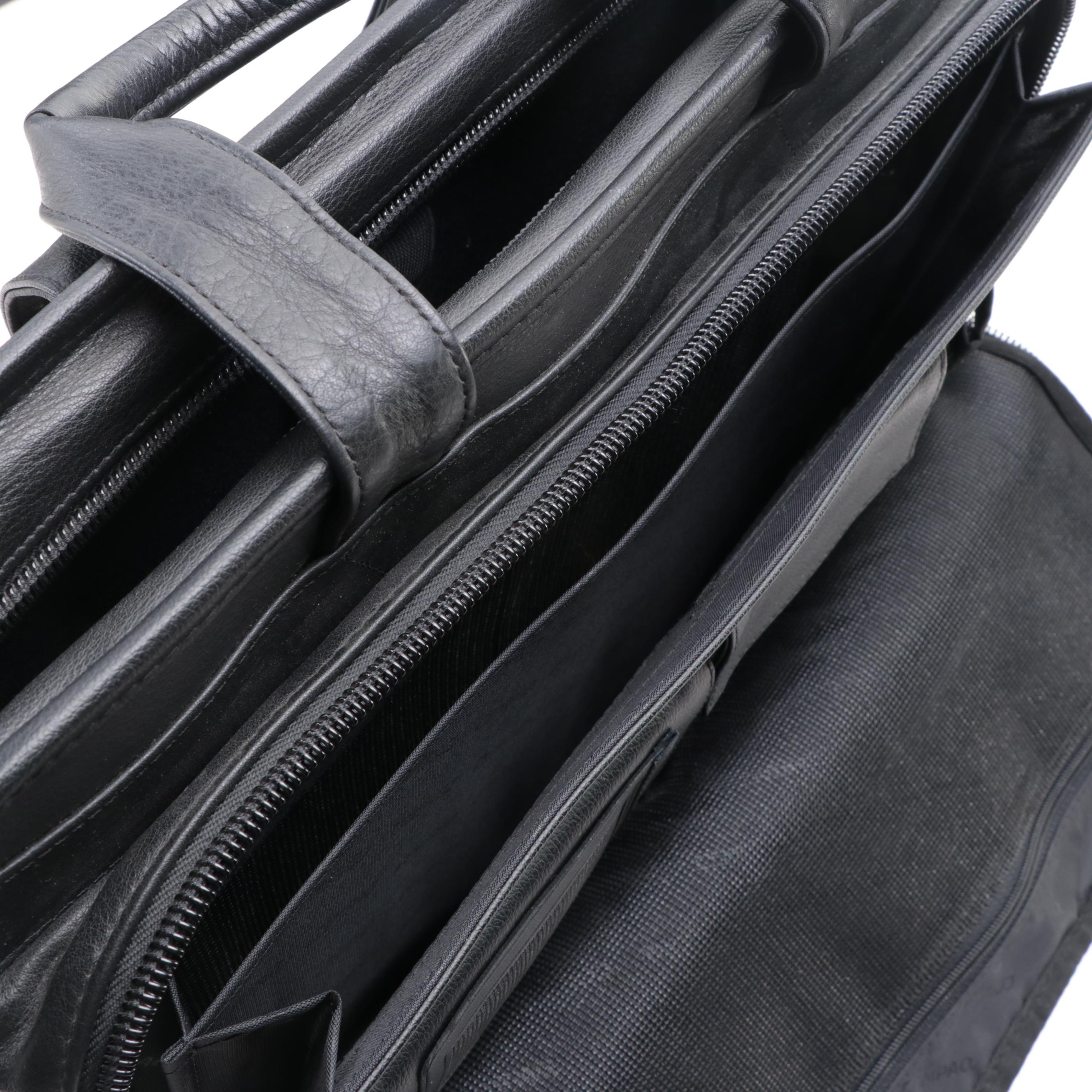 Compaq Black Leather Messenger Bag with Other Brown Leather Locking Briefcase