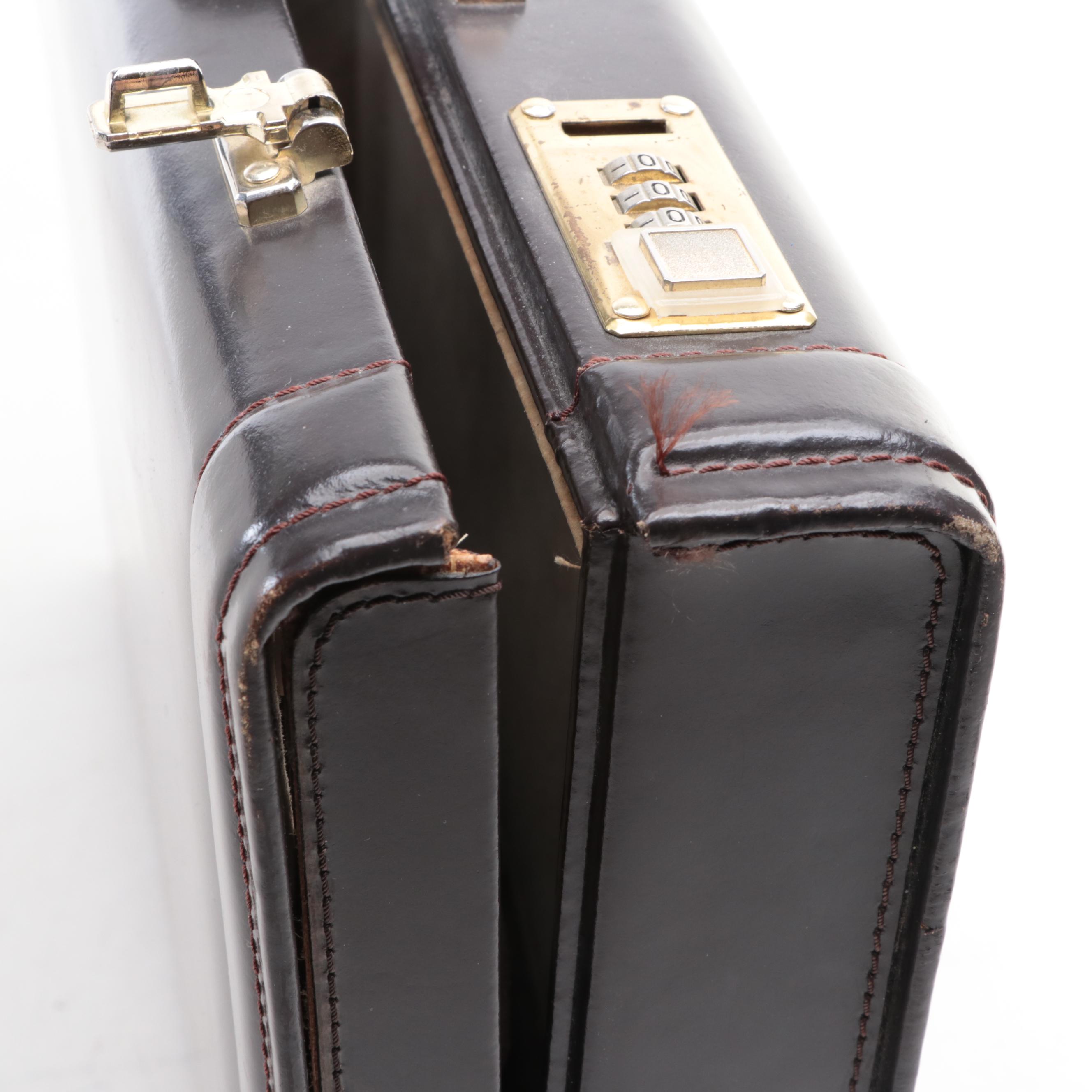 Compaq Black Leather Messenger Bag with Other Brown Leather Locking Briefcase