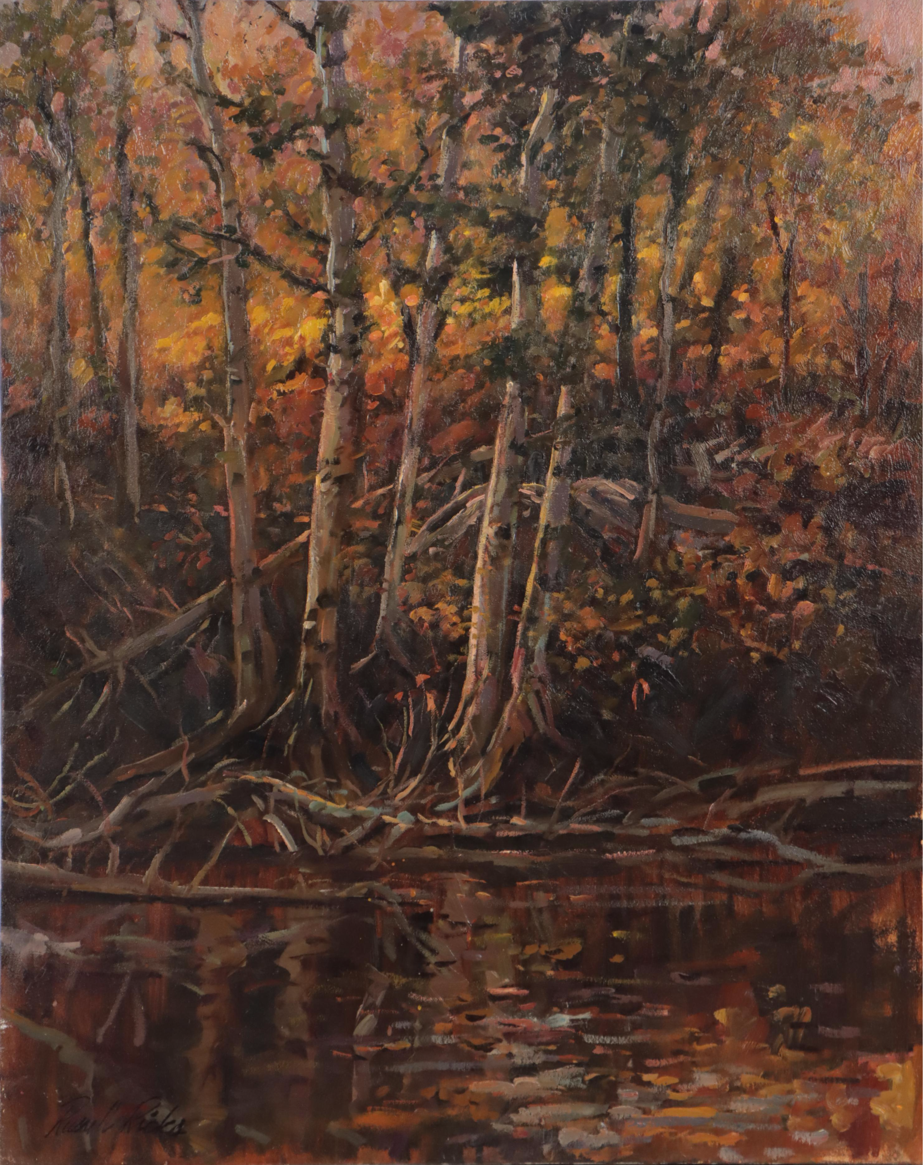 Russell Ricks Oil Painting of Forest Landscape