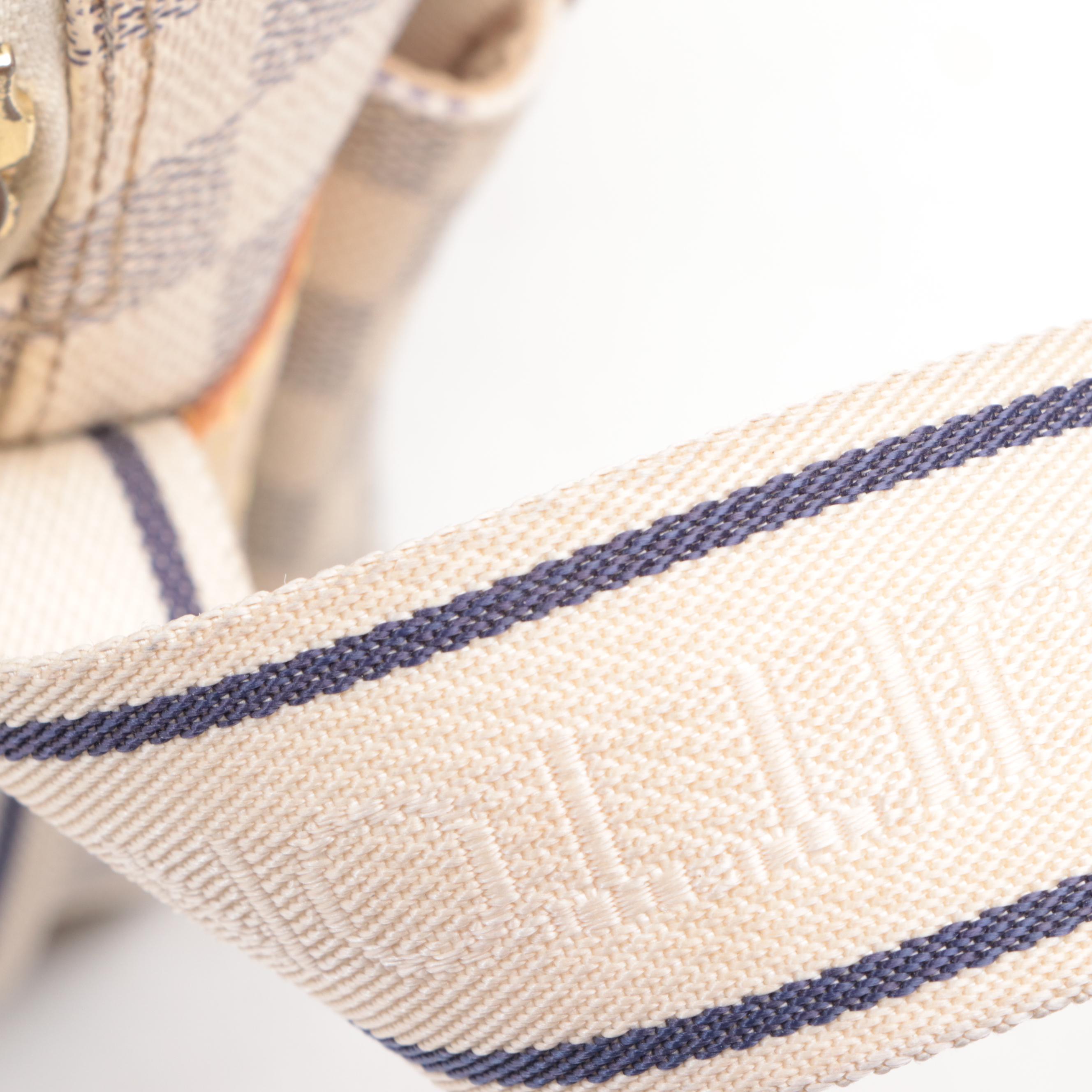 Louis Vuitton Naviglio Shoulder Bag in Damier Azur Canvas and Vachetta Leather