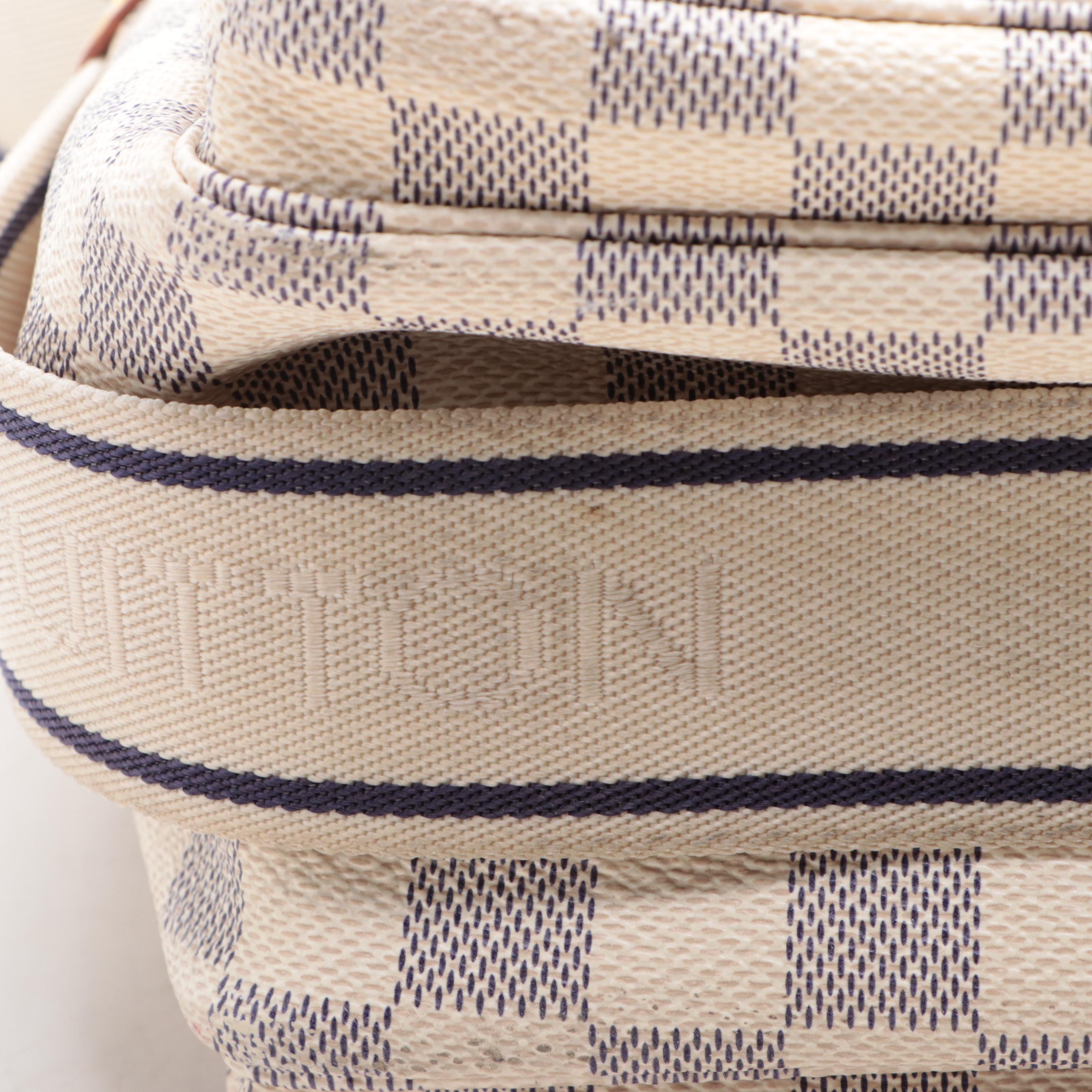 Louis Vuitton Naviglio Shoulder Bag in Damier Azur Canvas and Vachetta Leather