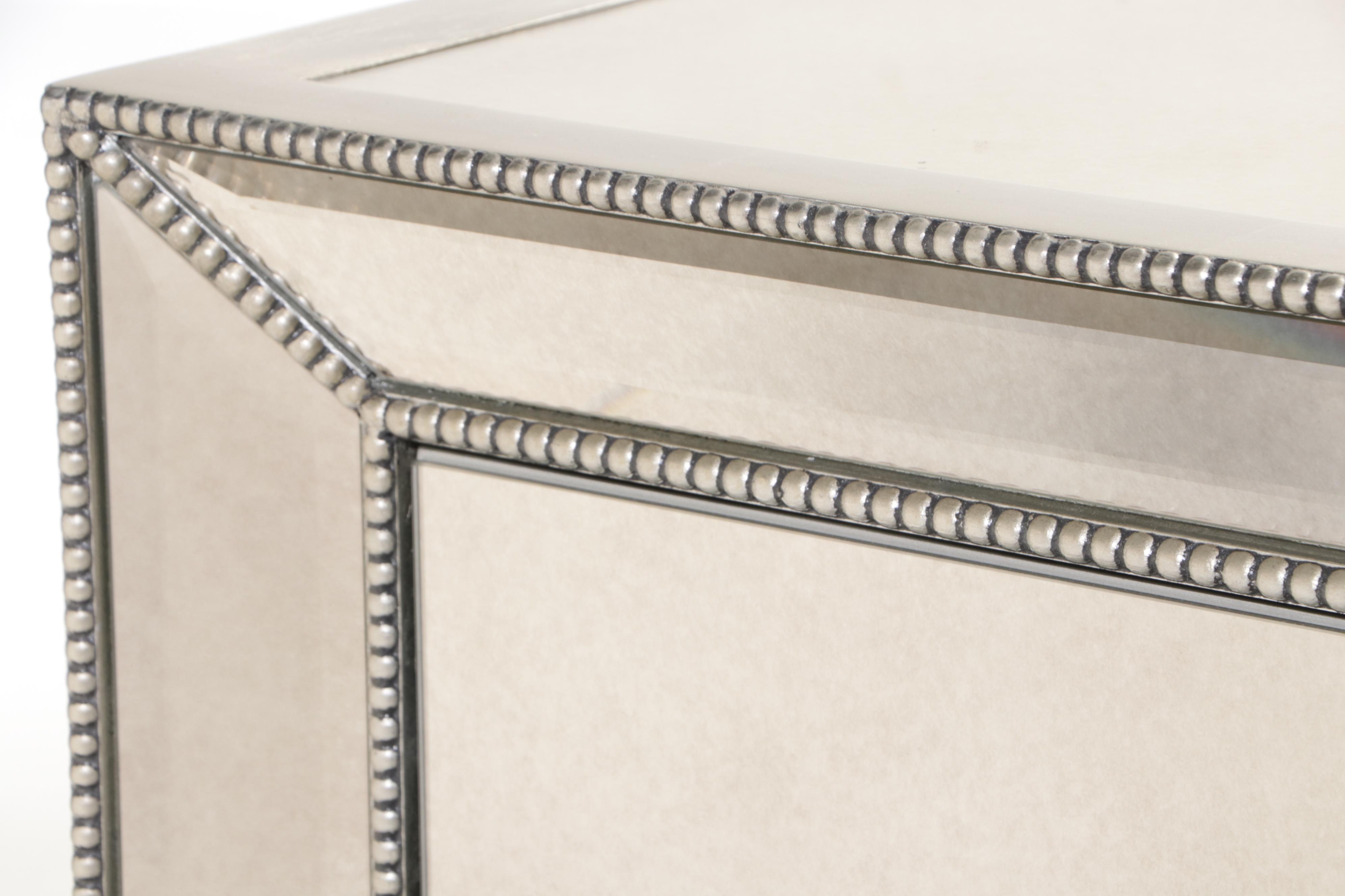 Pair of Z Gallerie "Omni" Silver-Gilt & Mirrored Glass Three-Drawer Nightstands