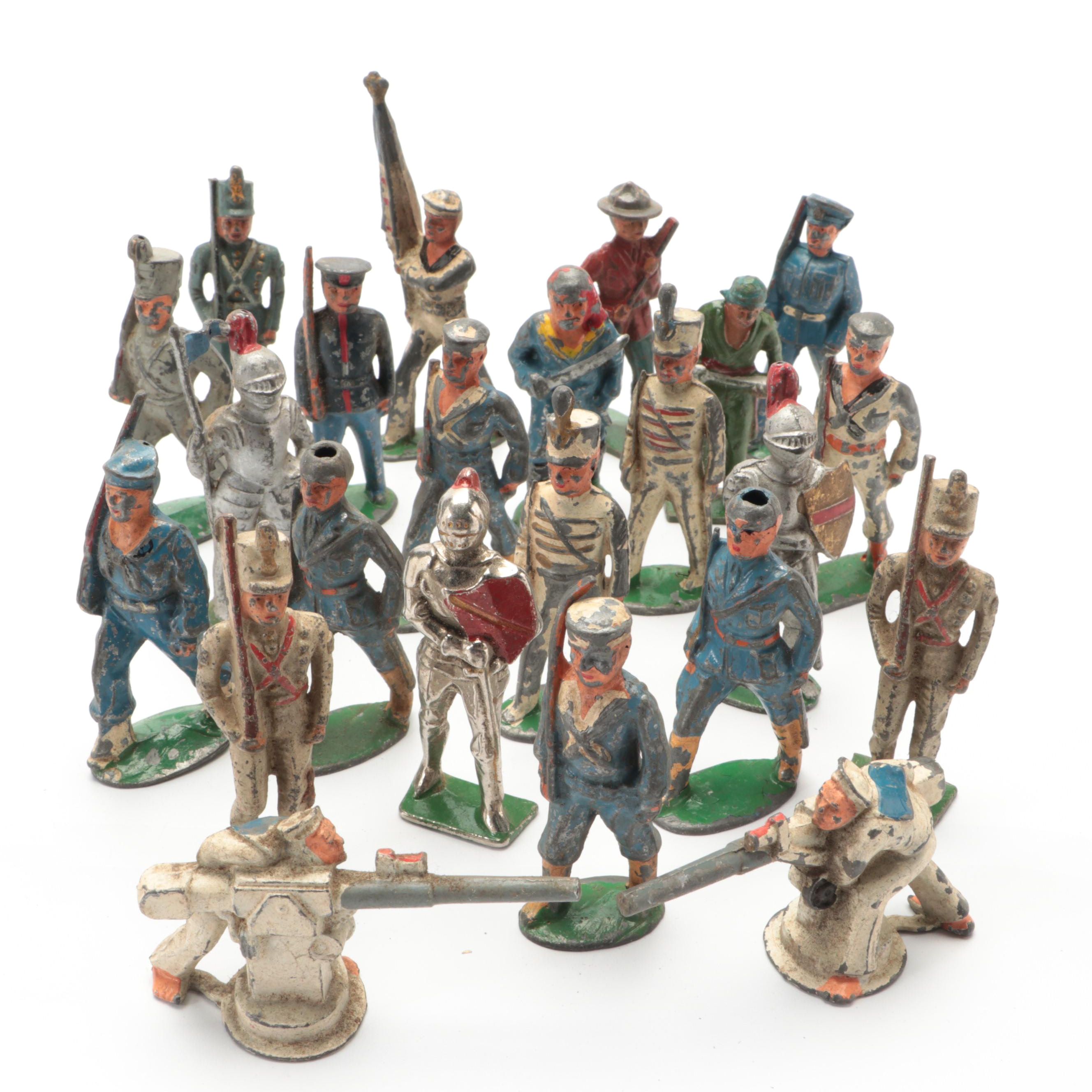 Barclay with More Lead and Metal Toy Soldiers, Mid 20th Century