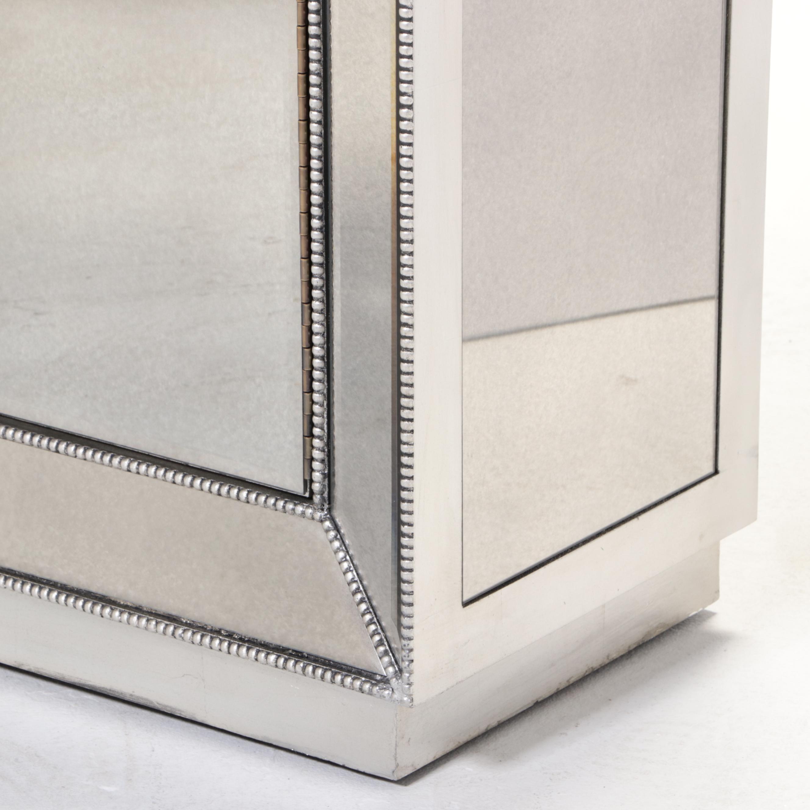 Z Gallerie "Omni" Silver-Gilt and Mirrored Glass Cabinet