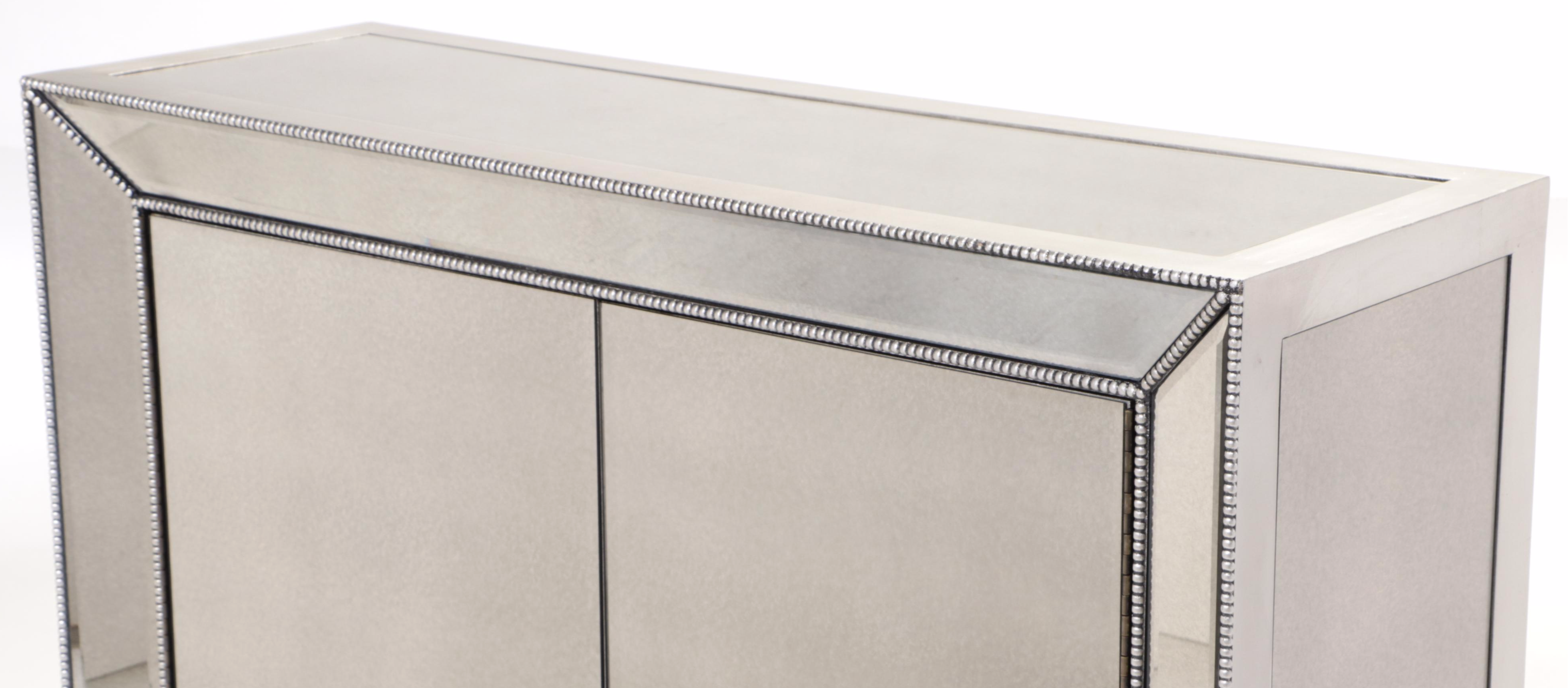 Z Gallerie "Omni" Silver-Gilt and Mirrored Glass Cabinet