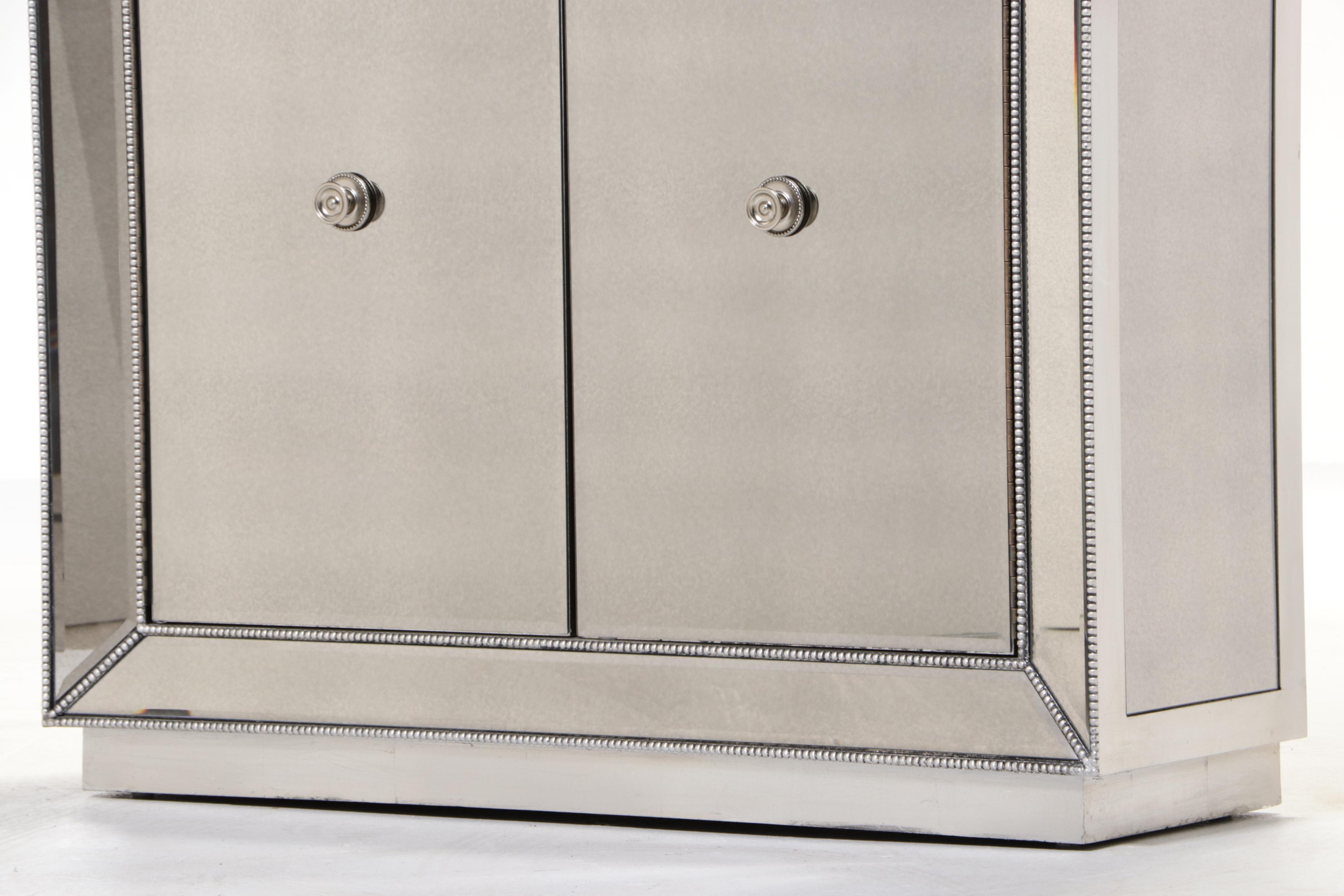 Z Gallerie "Omni" Silver-Gilt and Mirrored Glass Cabinet