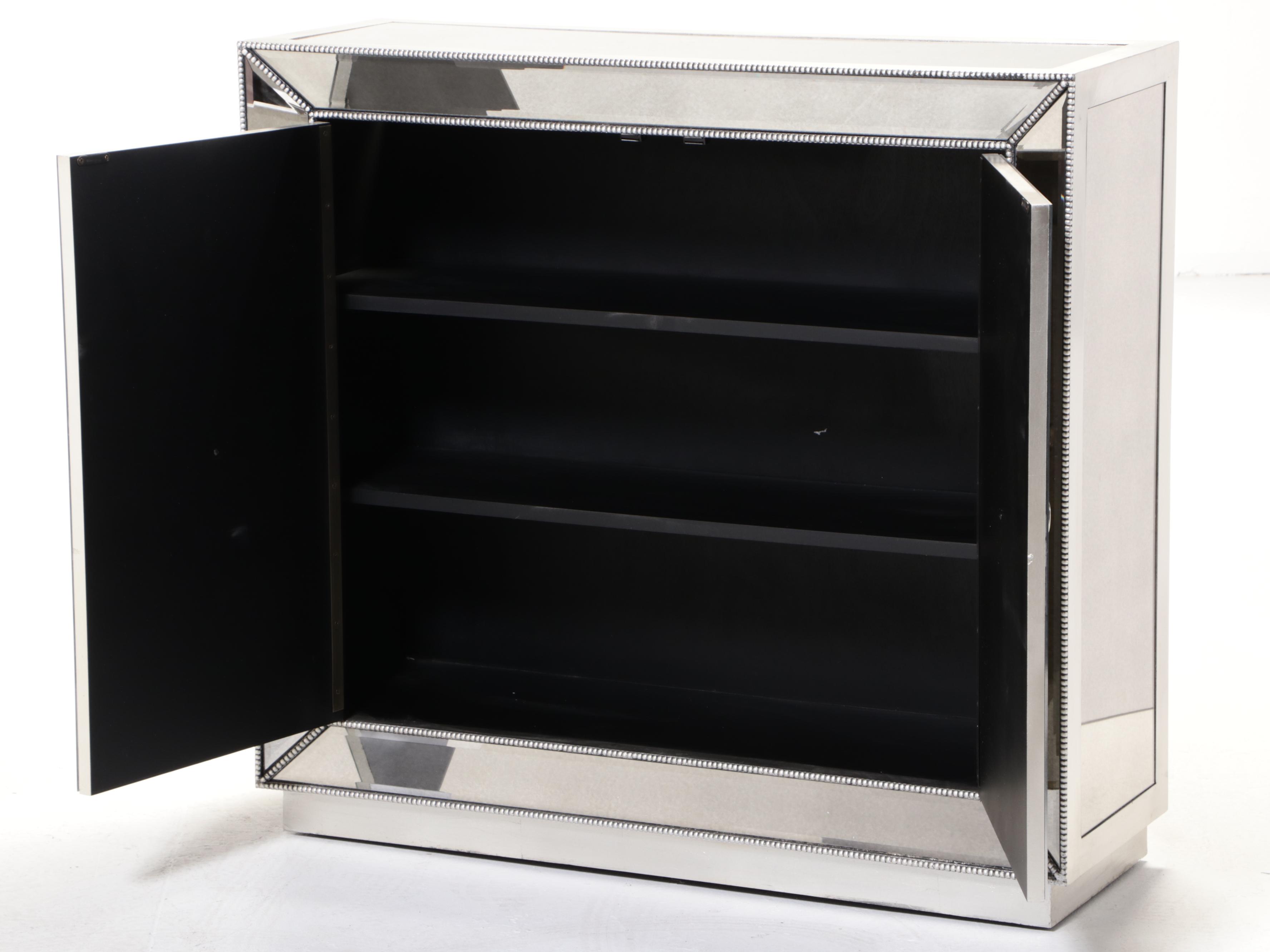 Z Gallerie "Omni" Silver-Gilt and Mirrored Glass Cabinet