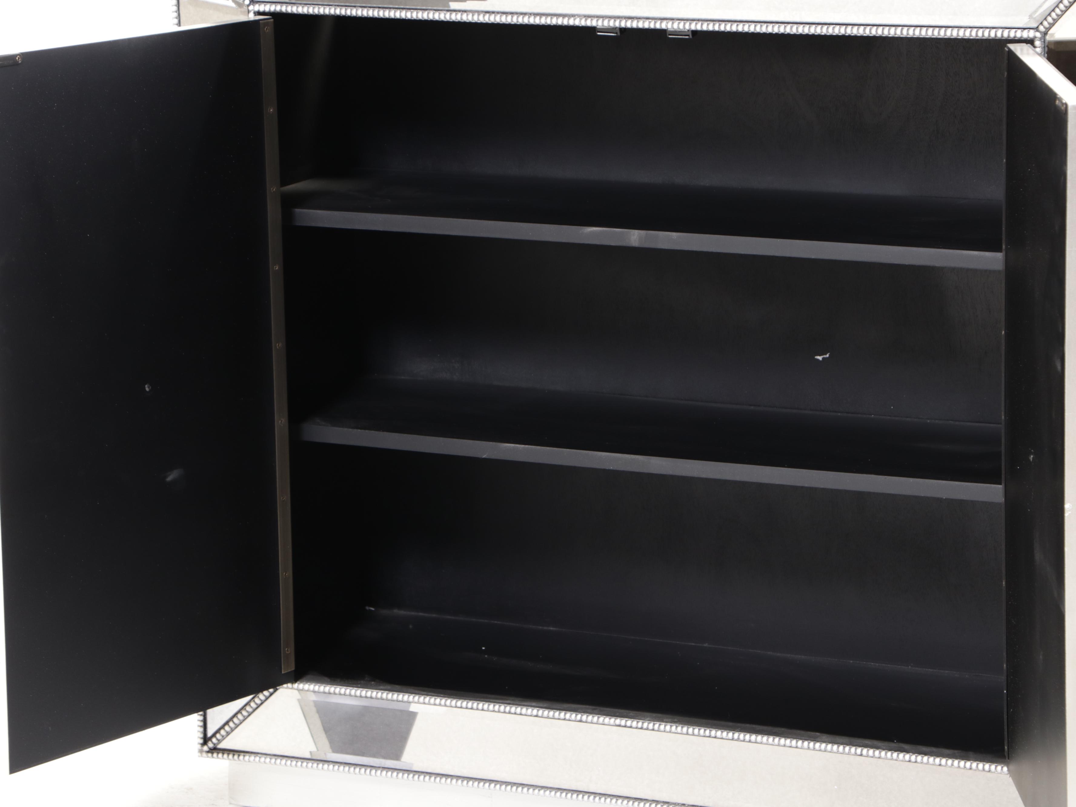 Z Gallerie "Omni" Silver-Gilt and Mirrored Glass Cabinet