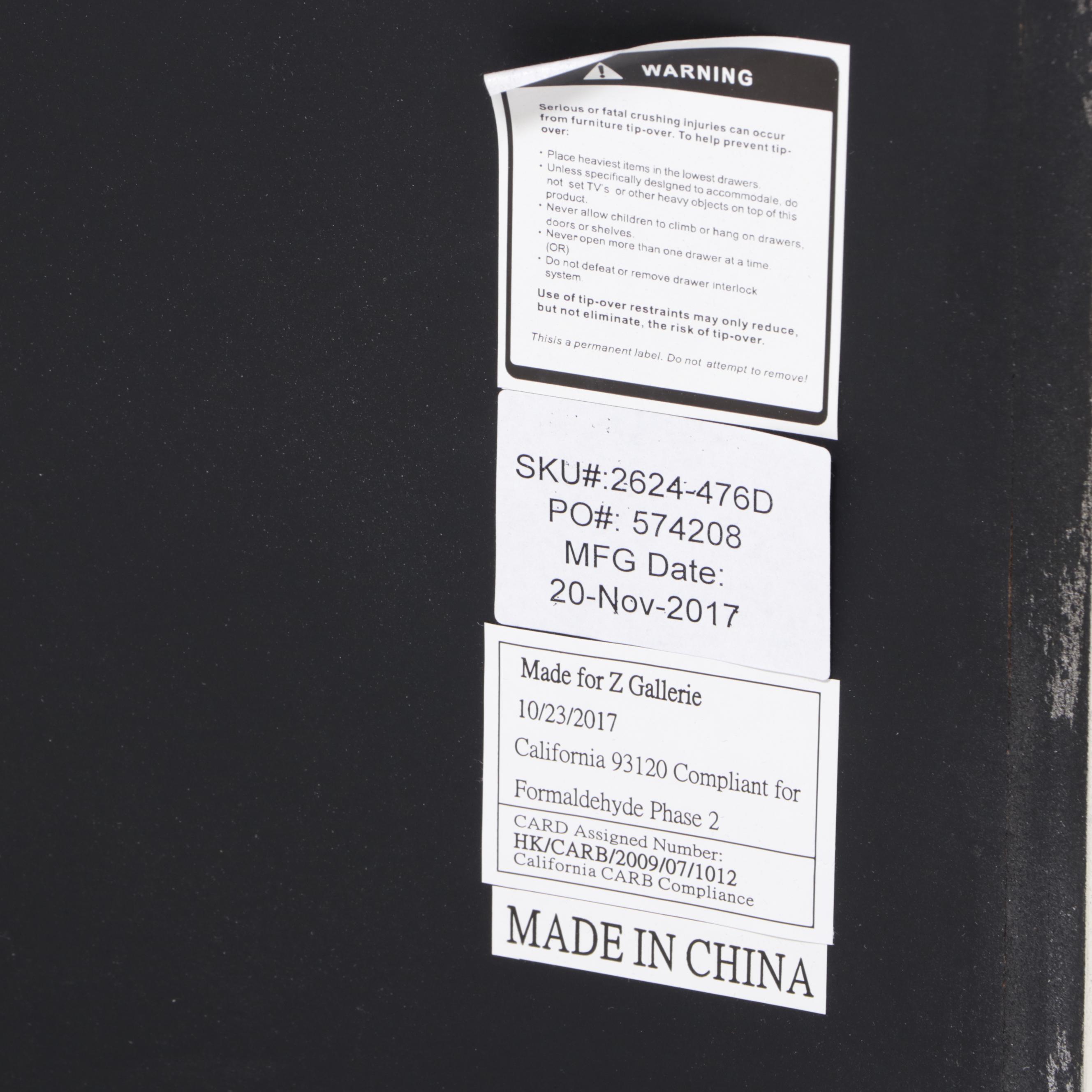 Z Gallerie "Omni" Silver-Gilt and Mirrored Glass Cabinet