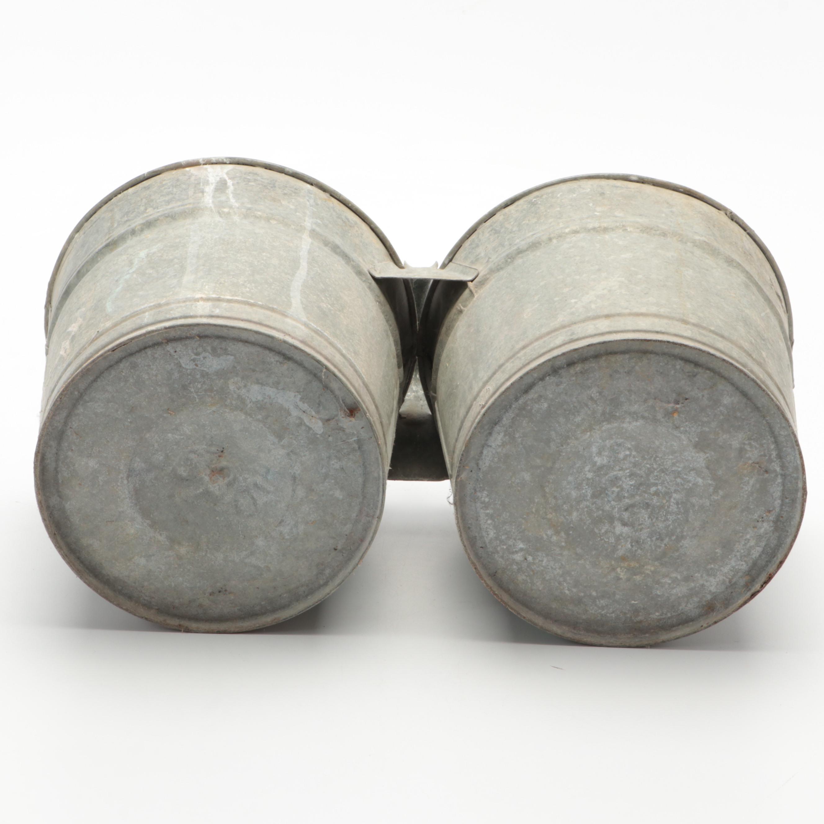 Galvinized Metal Double Bucket with Metal and Wood Shoe Trees