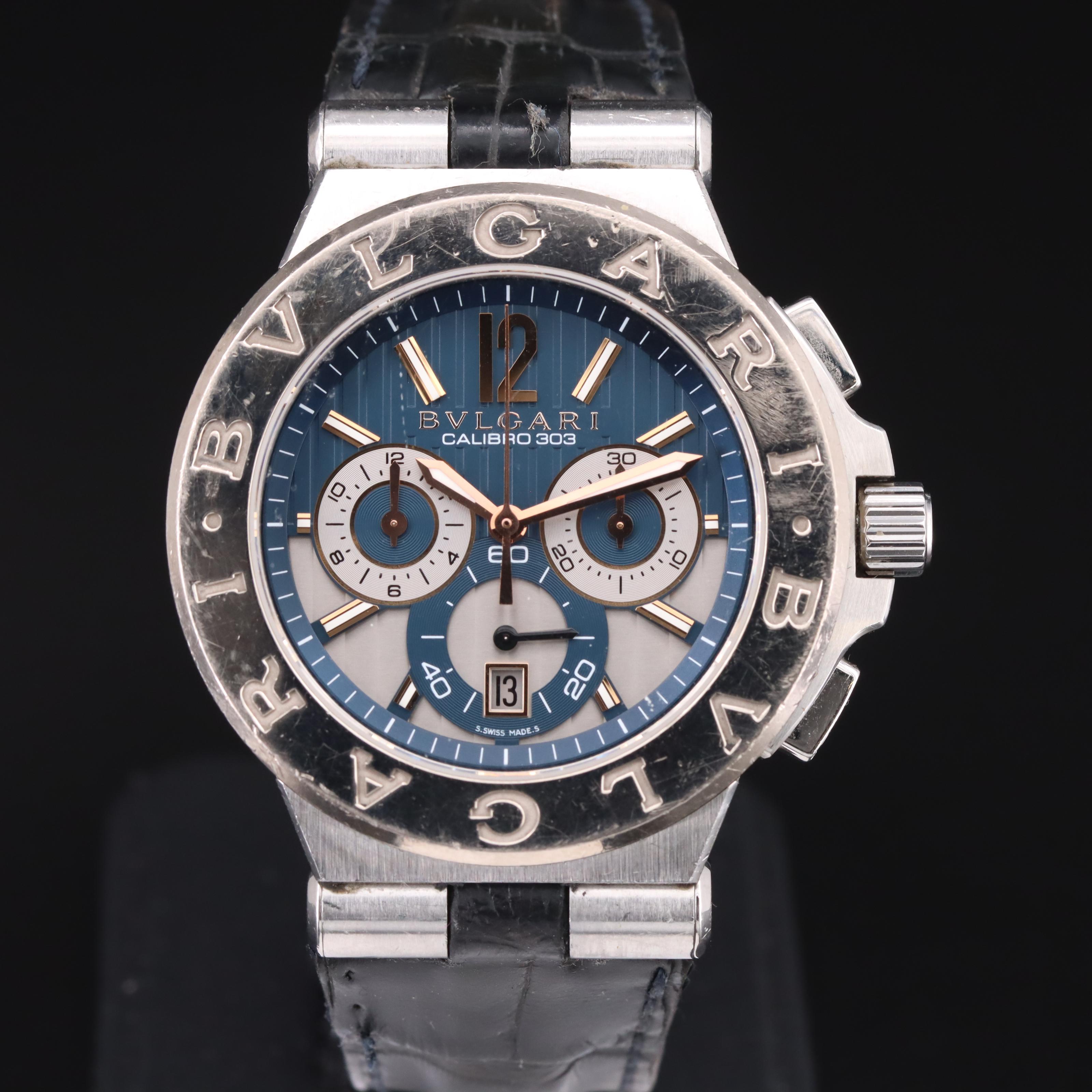 BVLGARI Diagono 18K and Stainless Steel Caliber 303 Chronograph Watch