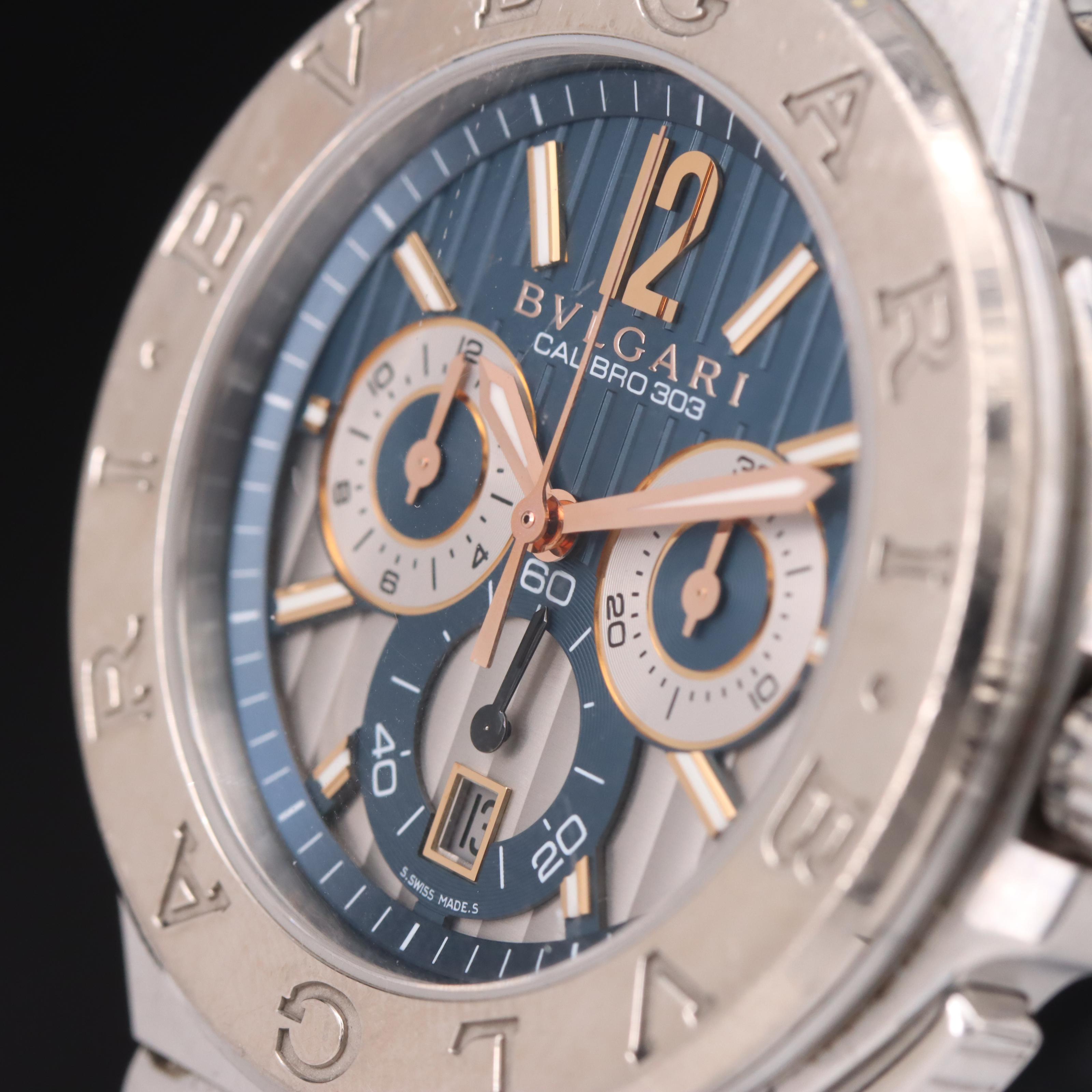 BVLGARI Diagono 18K and Stainless Steel Caliber 303 Chronograph Watch