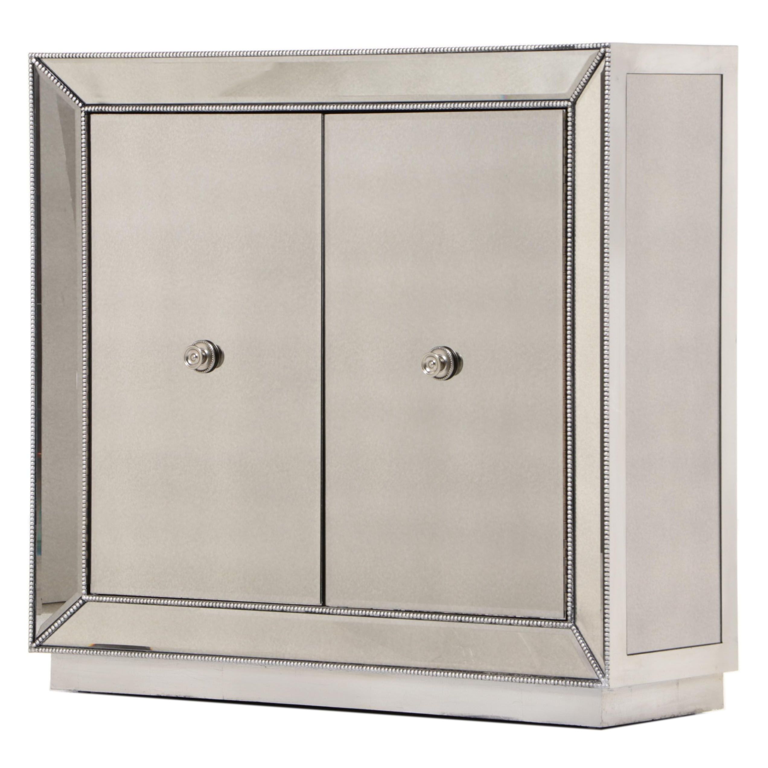 Z Gallerie "Omni" Silver-Gilt and Mirrored Glass Cabinet