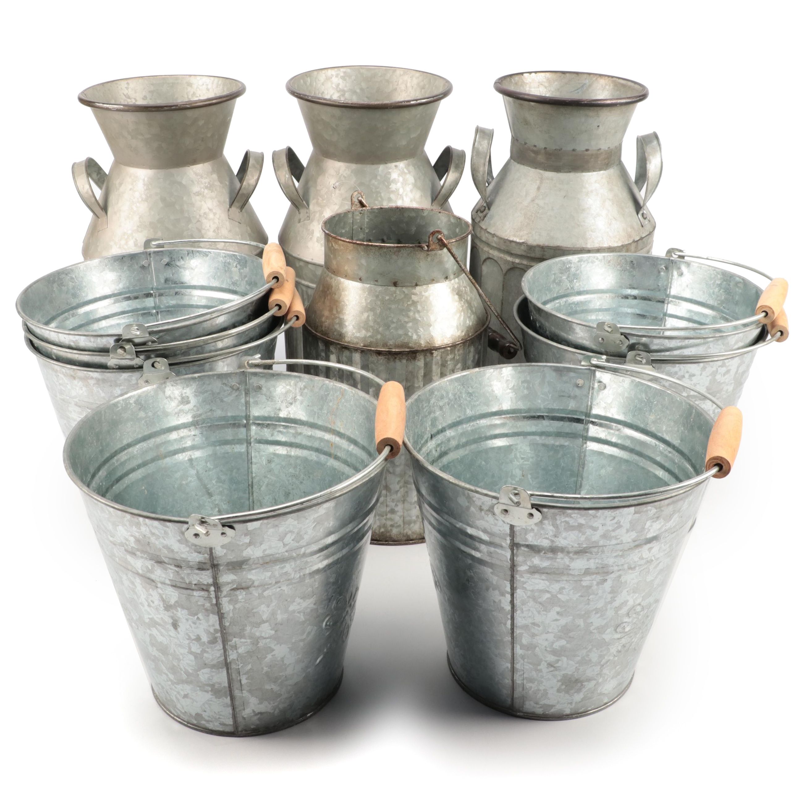Galvanized Metal Buckets and Milk Pails
