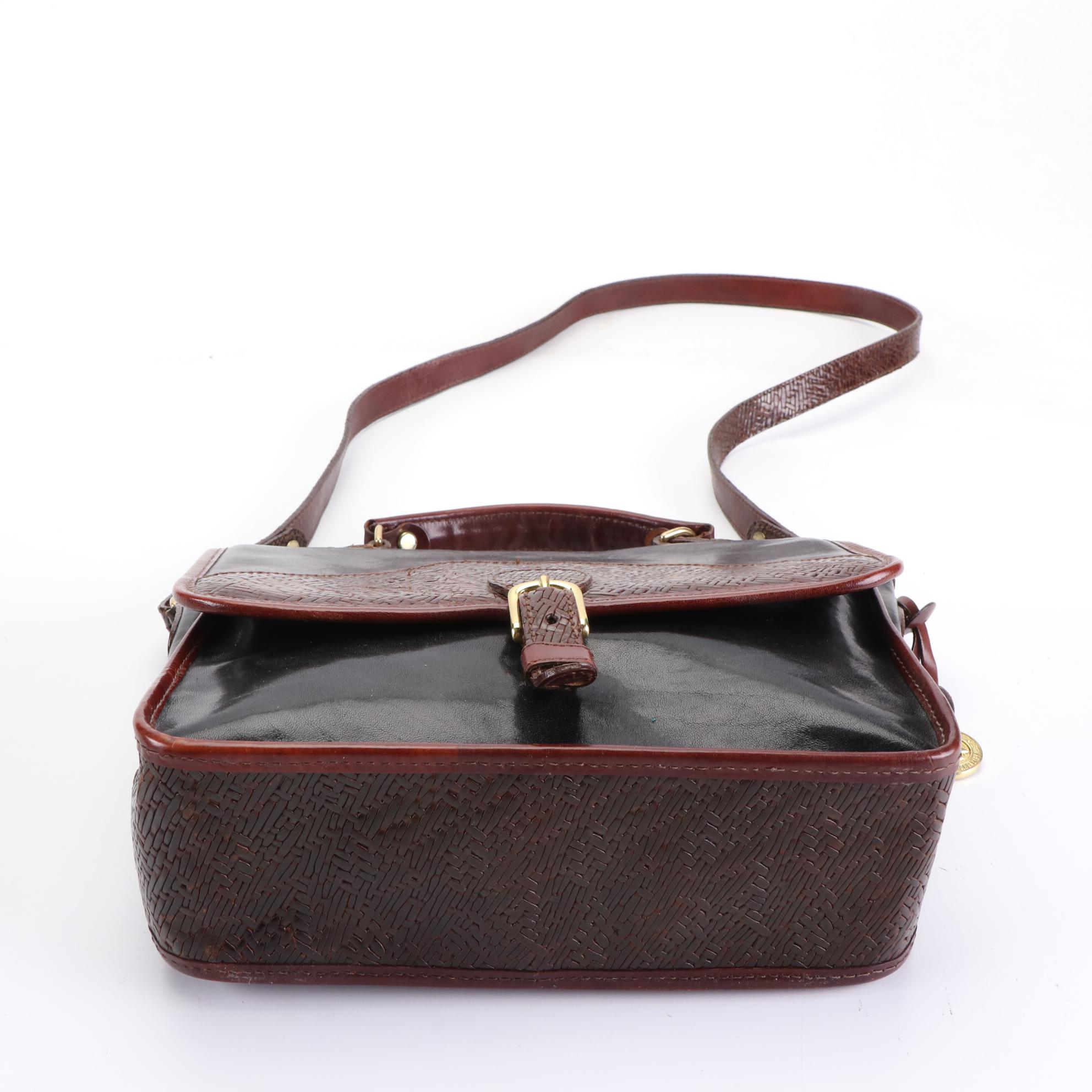 Brahmin Tuscan Collection Convertible Bag in Two-Tone Leather and Canvas Tote