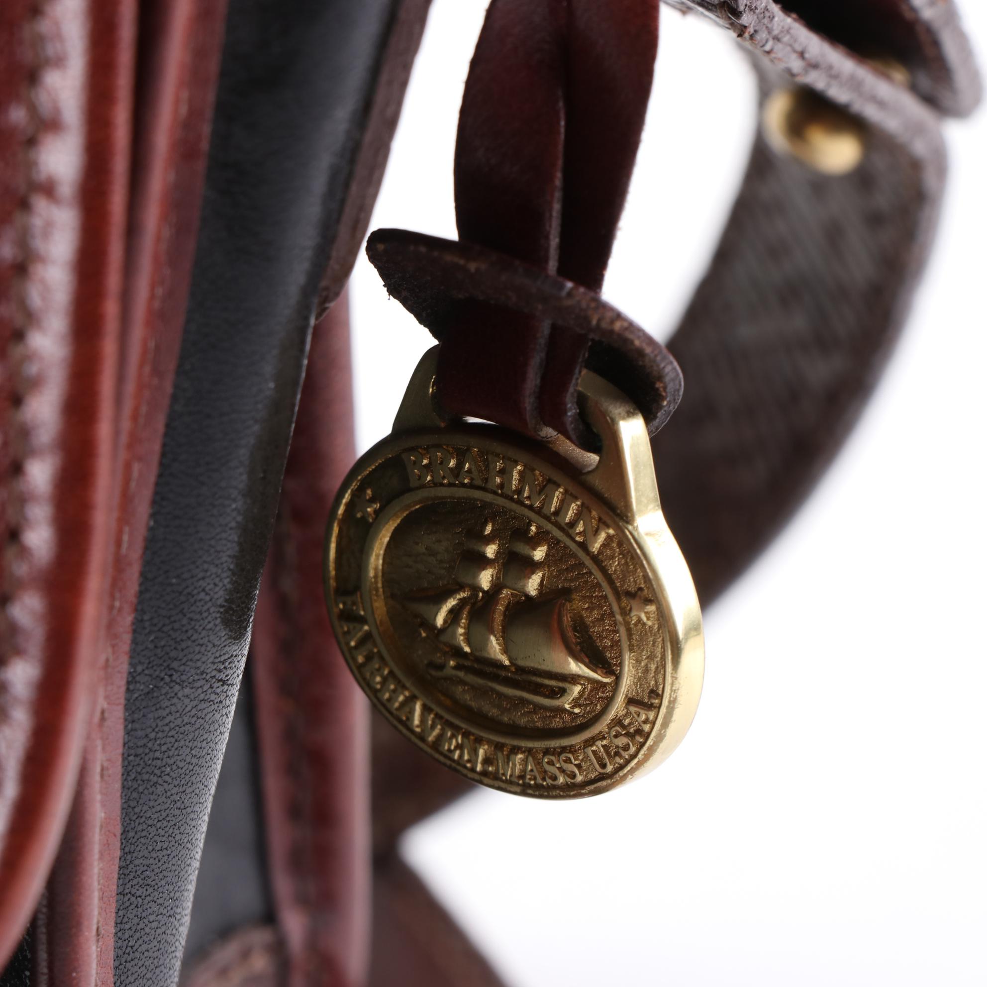 Brahmin Tuscan Collection Convertible Bag in Two-Tone Leather and Canvas Tote