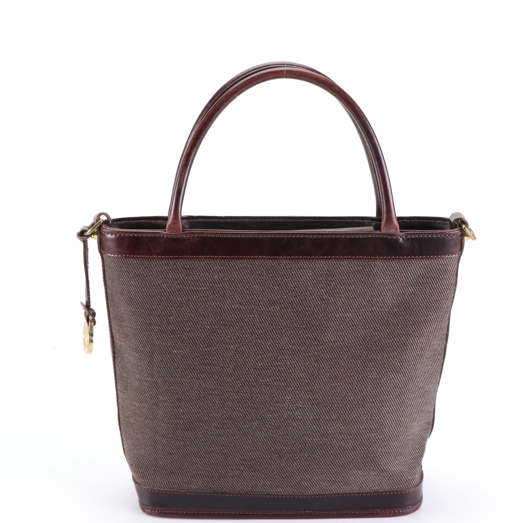 Brahmin Tuscan Collection Convertible Bag in Two-Tone Leather and Canvas Tote