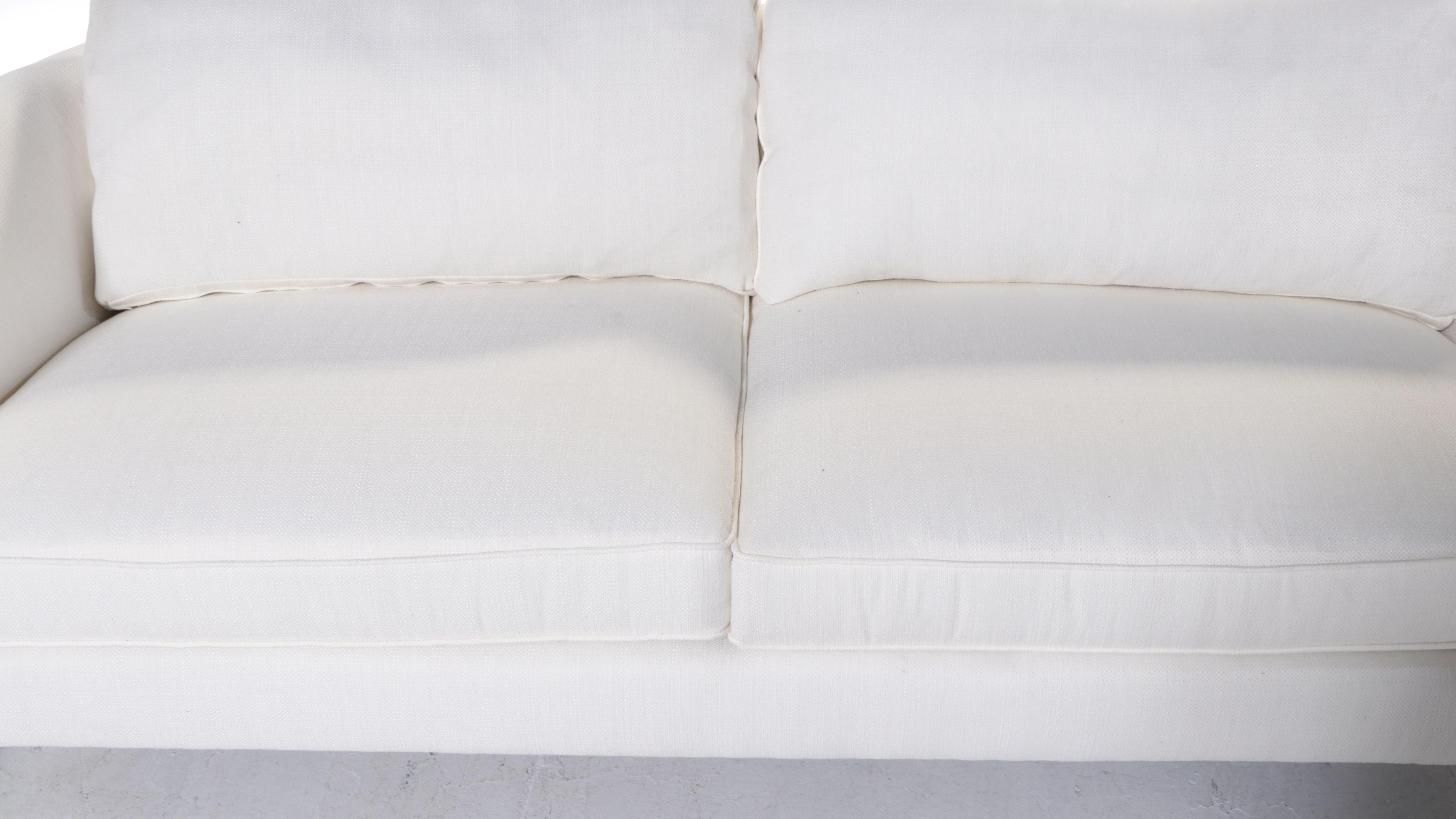 Bernhardt "Baldwin" Polished Stainless Steel and Custom-Upholstered Sofa