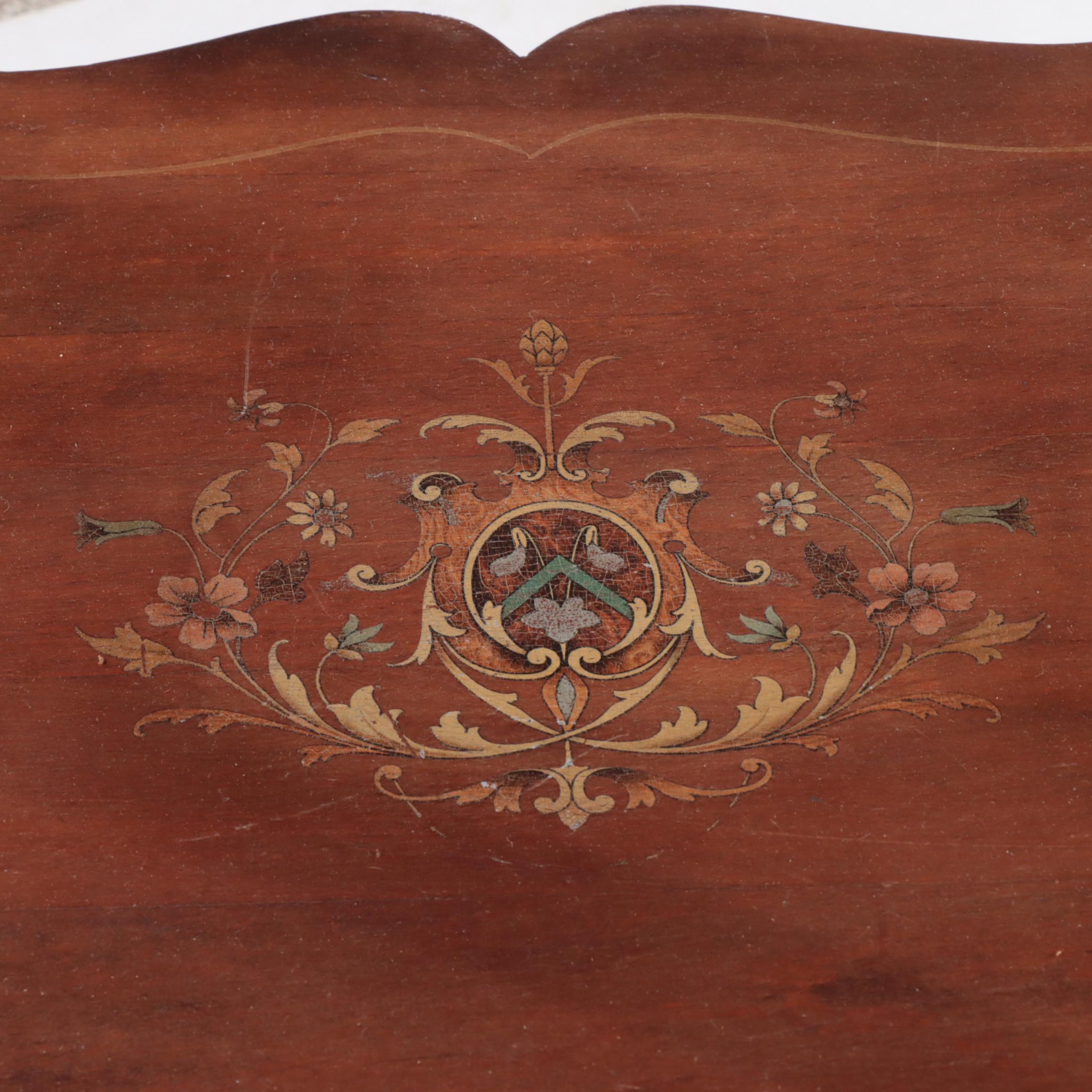 Late Victorian Paint-Decorated Two-Tier Parlor Table, Early 20th Century