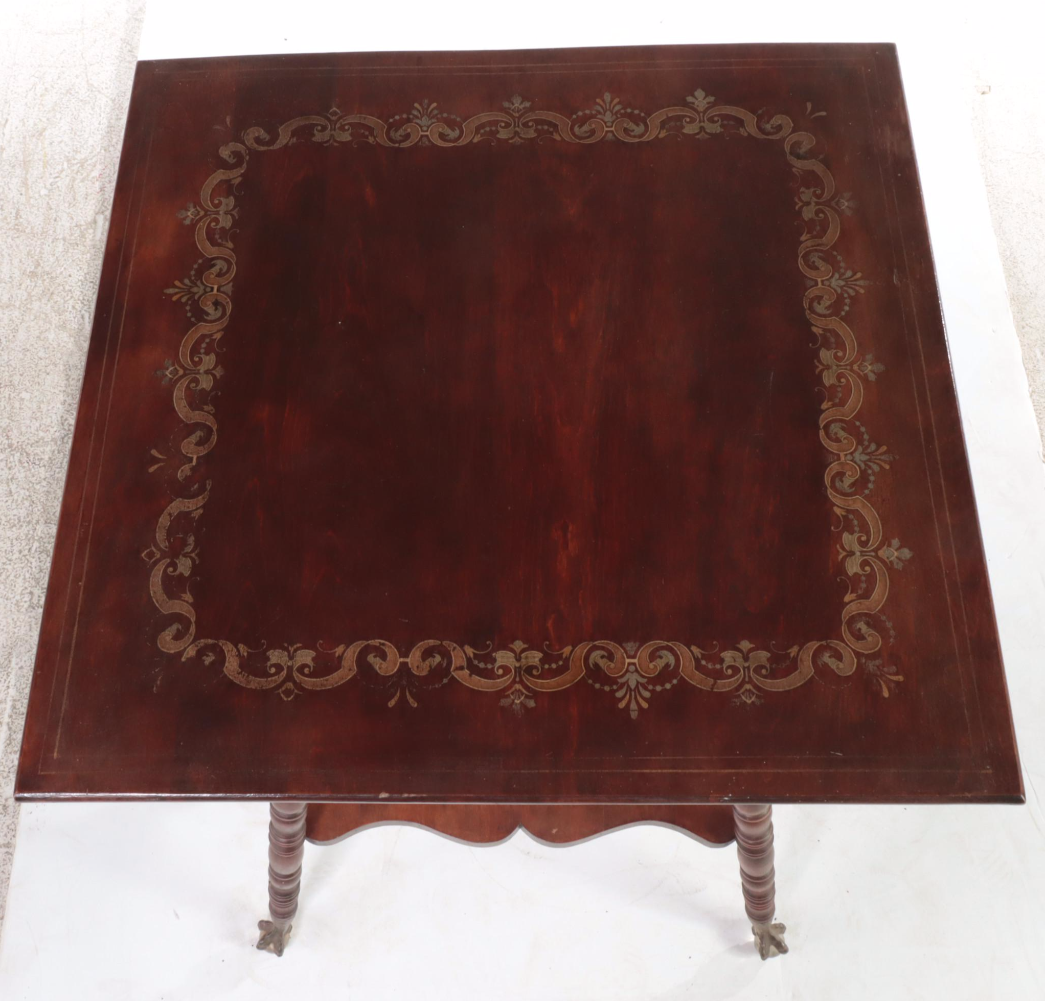 Late Victorian Paint-Decorated Two-Tier Parlor Table, Early 20th Century