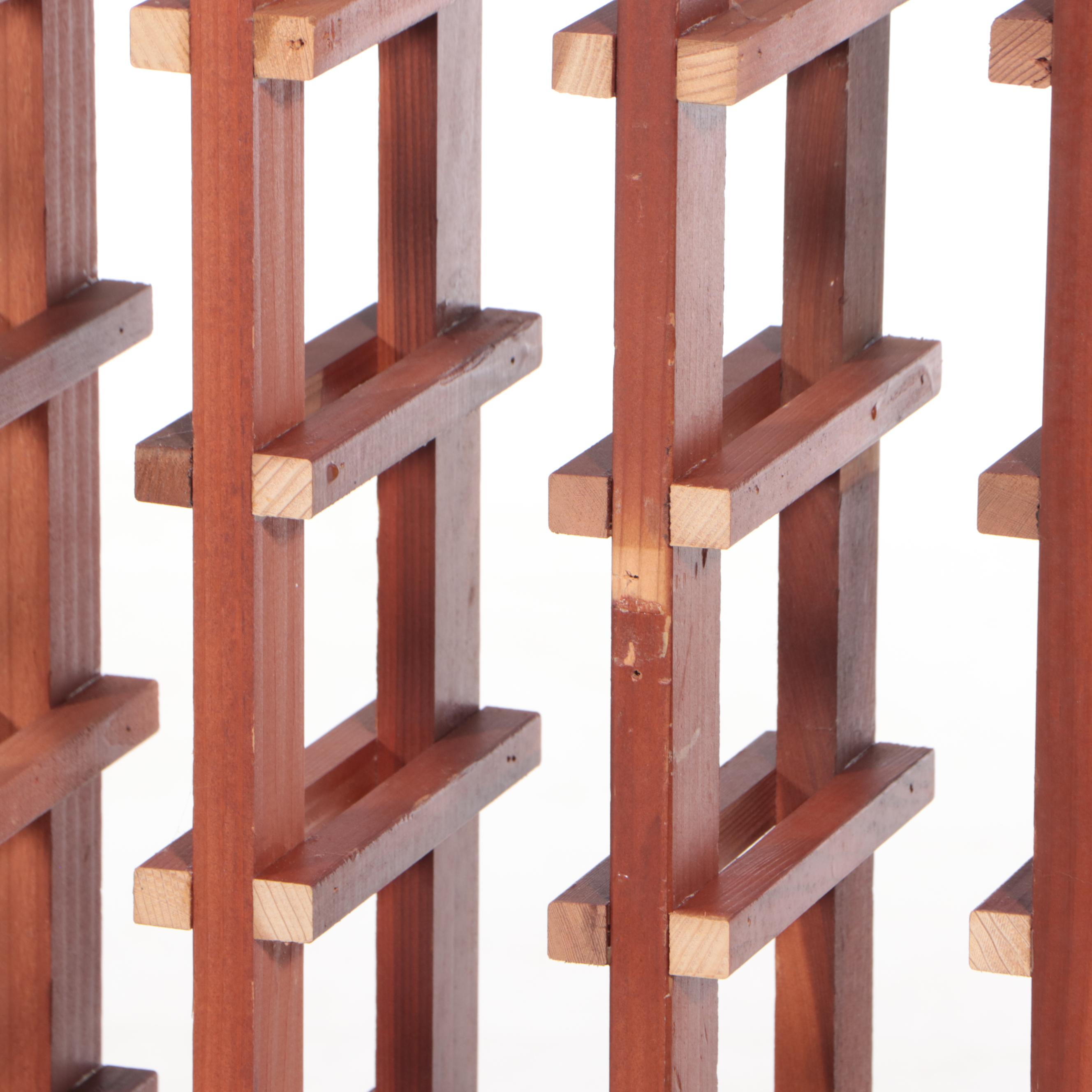Pair of Sixty-Four Bottle Wood Wine Racks