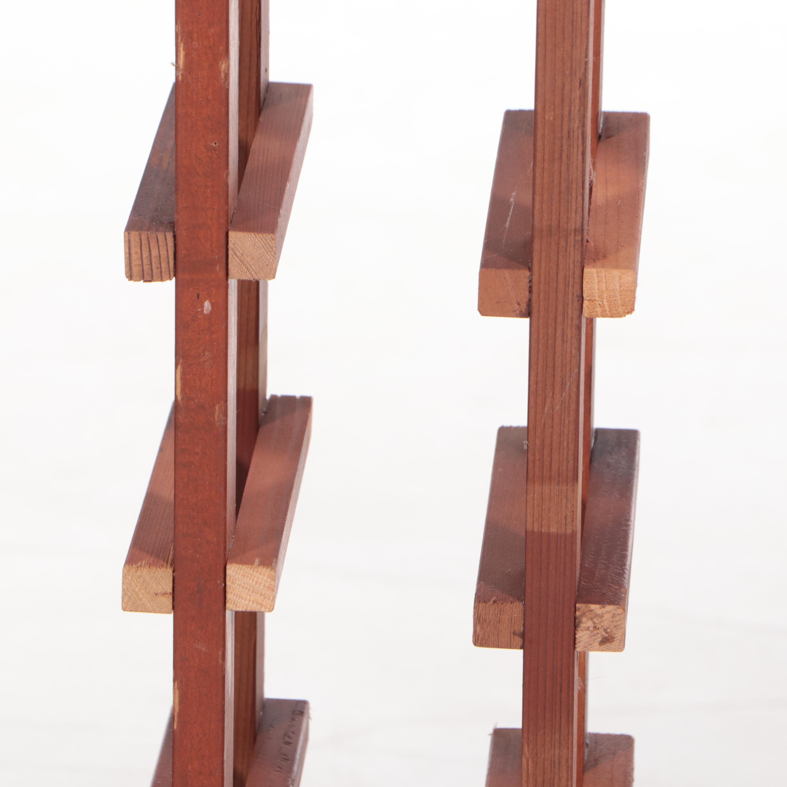 Pair of Sixty-Four Bottle Wood Wine Racks