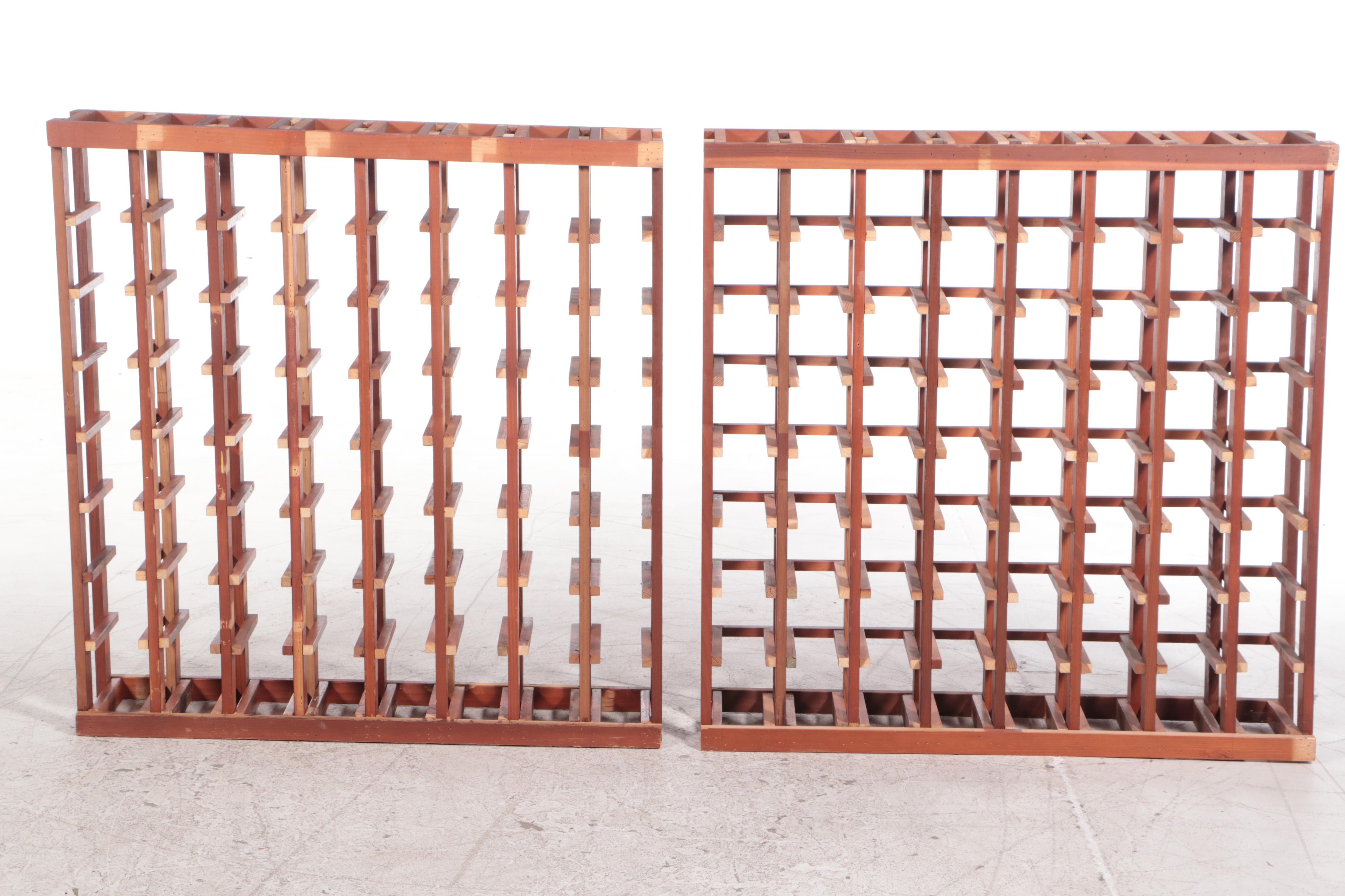 Pair of Sixty-Four Bottle Wood Wine Racks