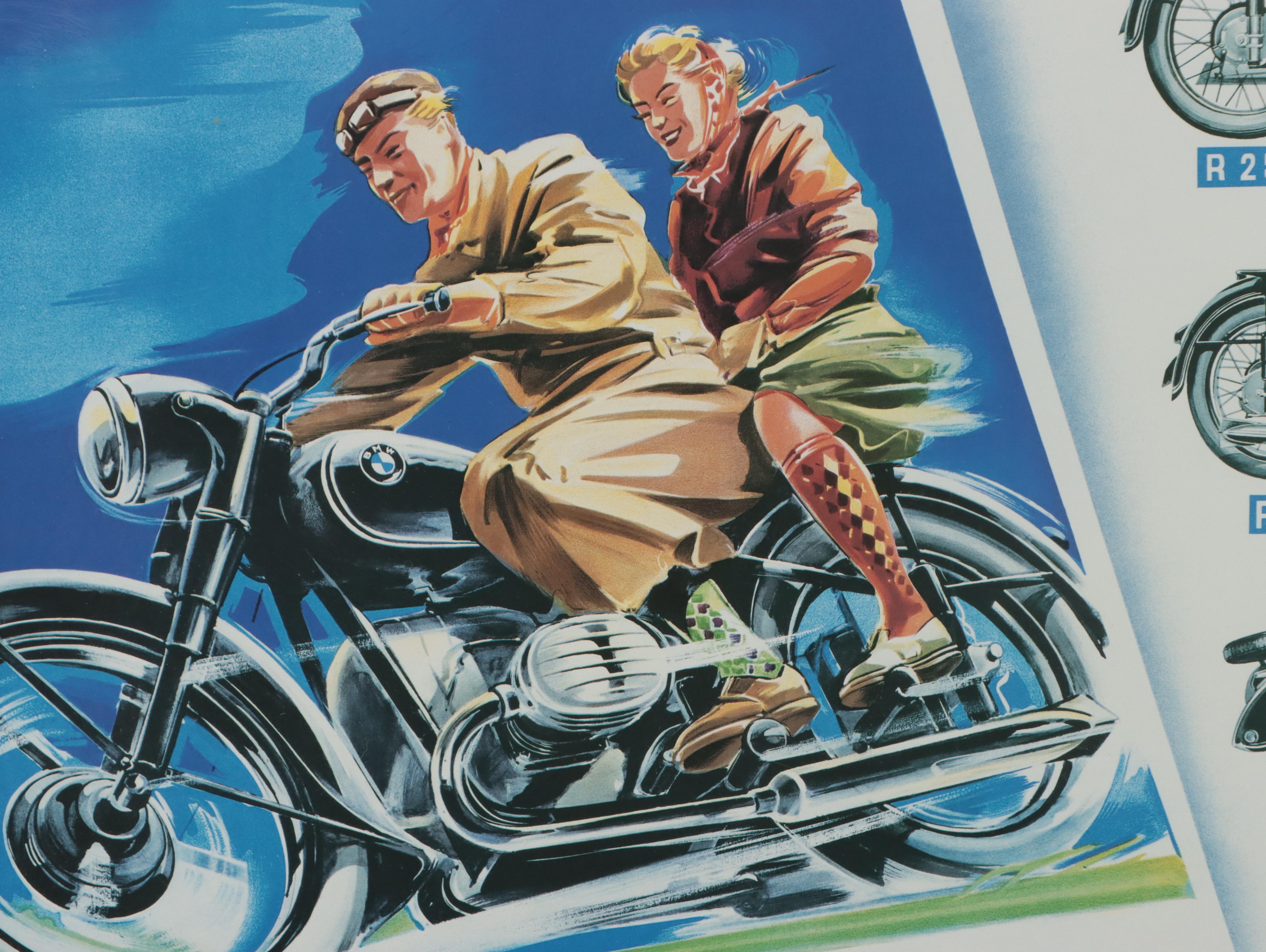 German BMW Motorcycle Poster, Circa 1951