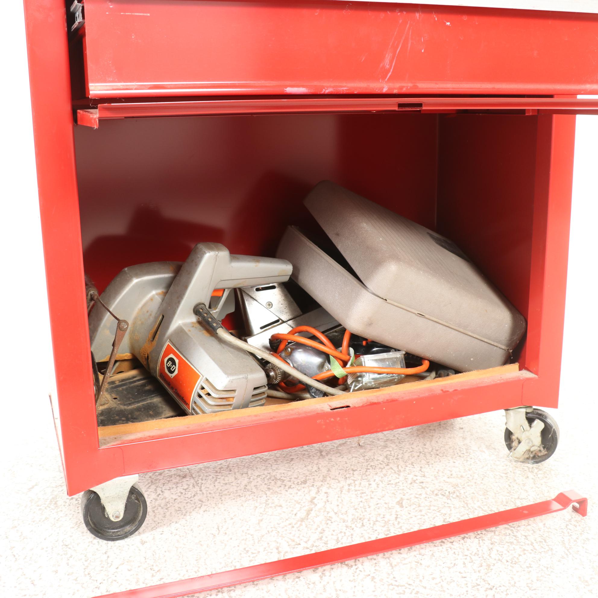 Craftsman Metal Rolling Stool Chest with Tools