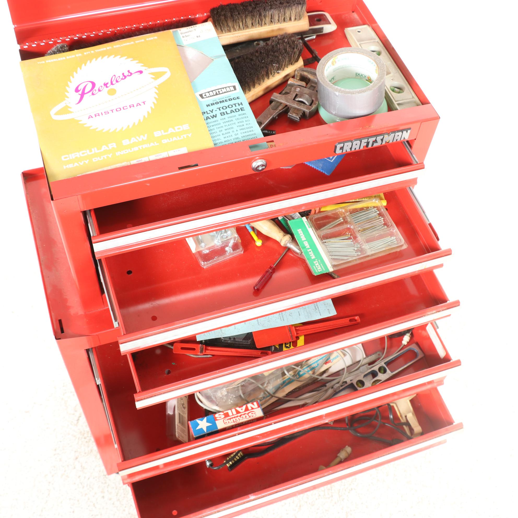 Craftsman Metal Rolling Stool Chest with Tools