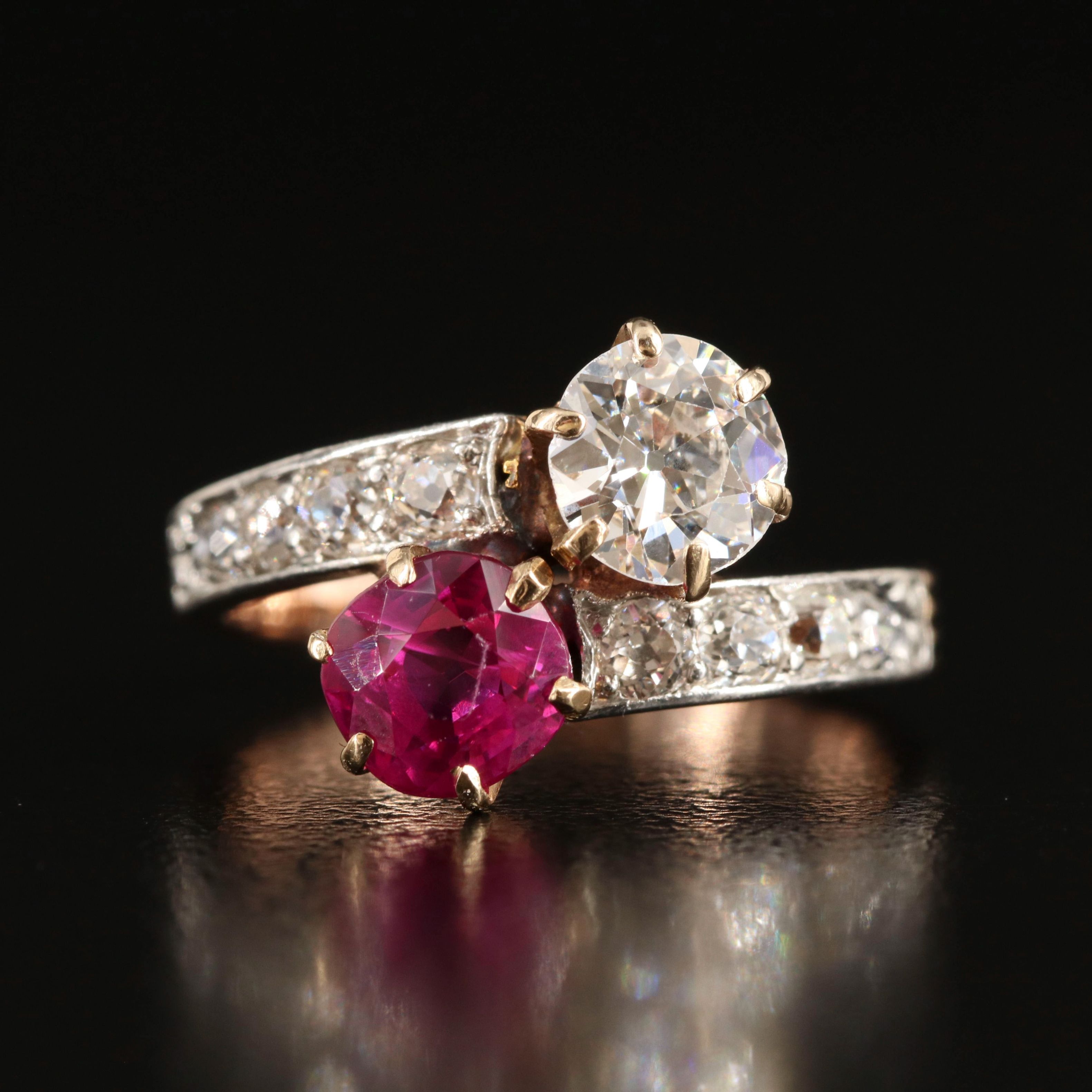 TB Starr 18K 1.20 CTW Diamond and 1.34 CT Ruby Ring with Platinum Accents