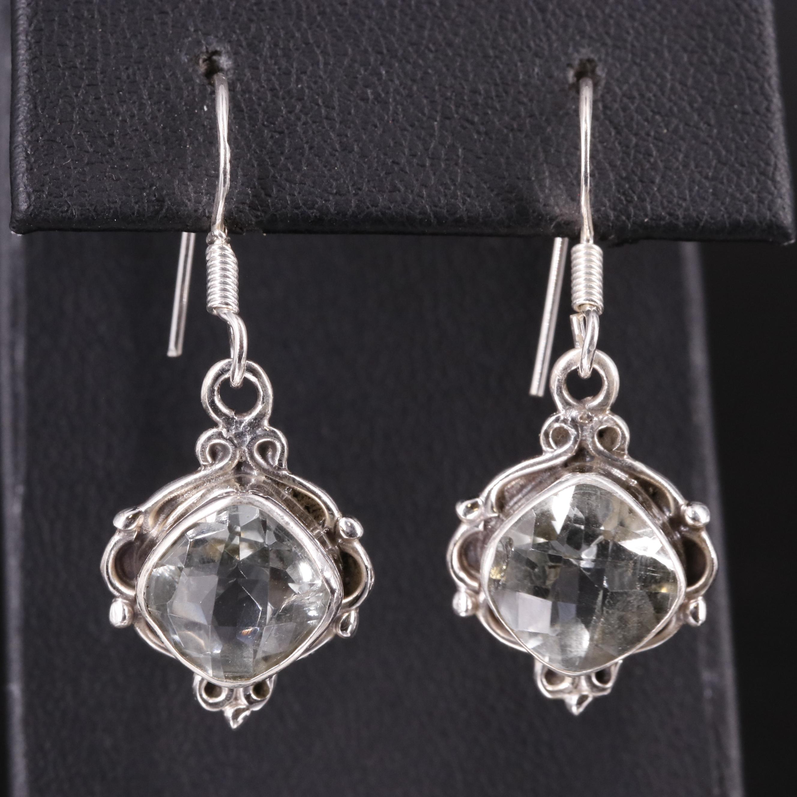 Sterling Prasiolite Drop Earrings