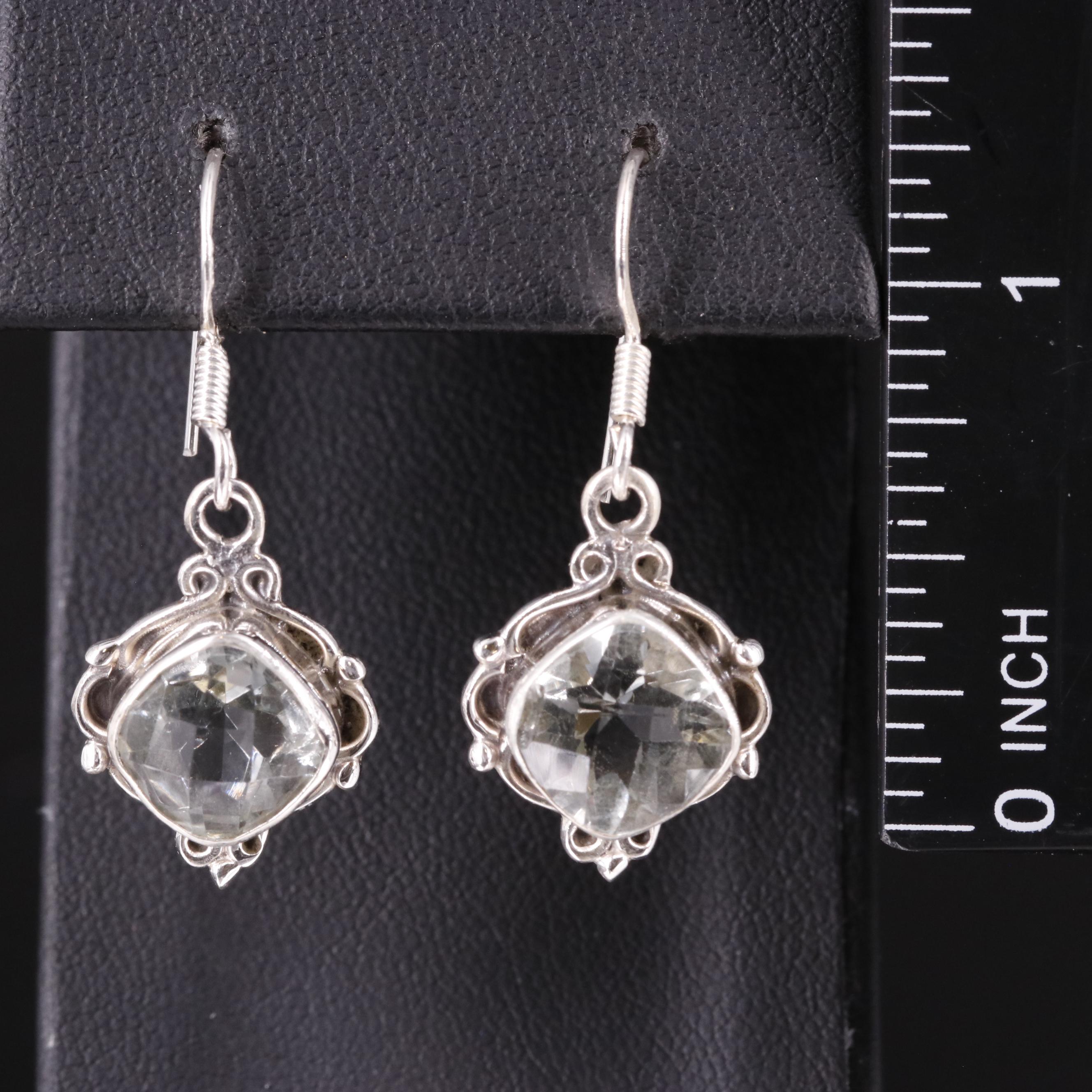 Sterling Prasiolite Drop Earrings